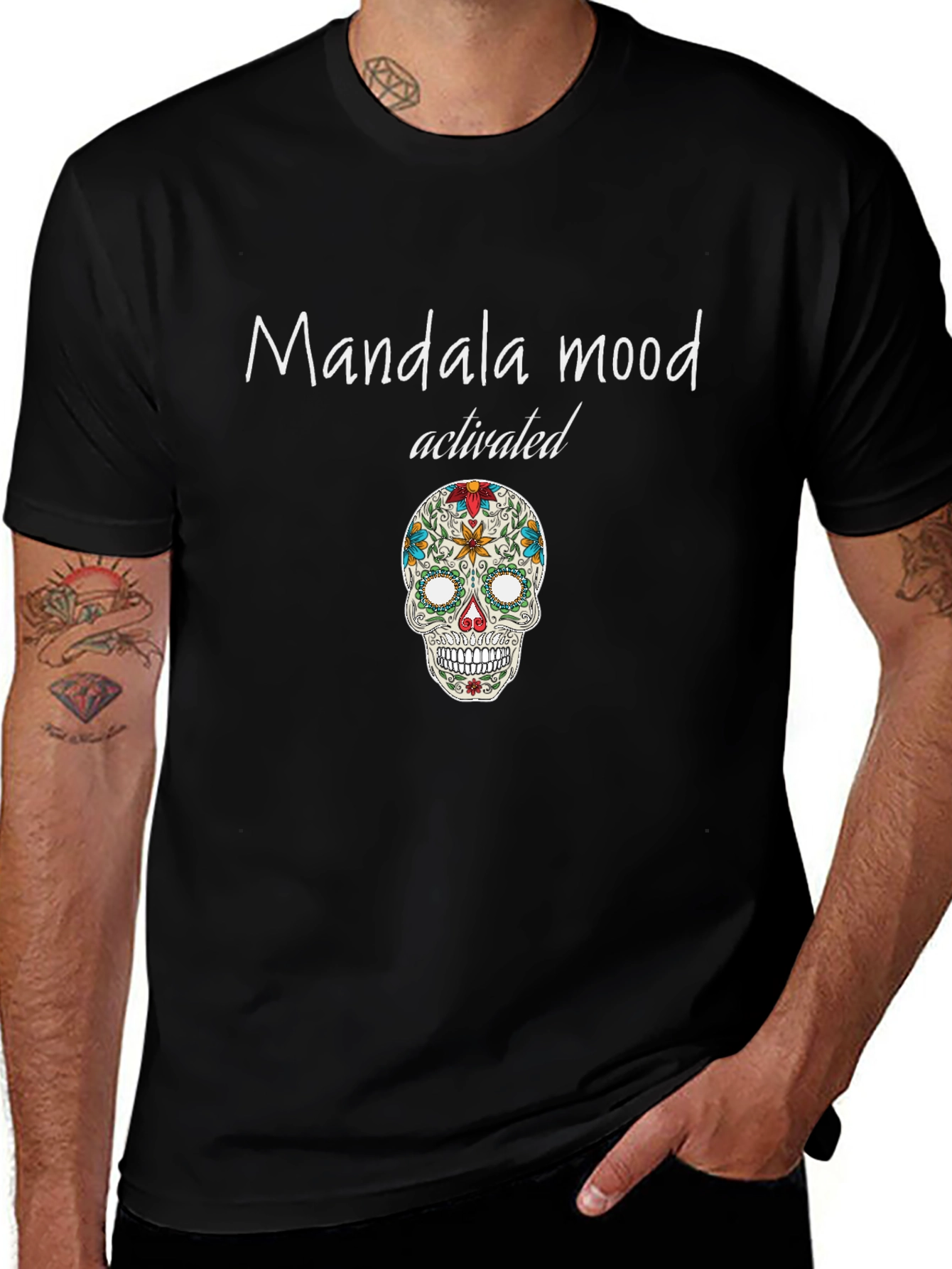 Variant 3 of Mandala Mood Activated Graphic Tee - Unique Skull Design