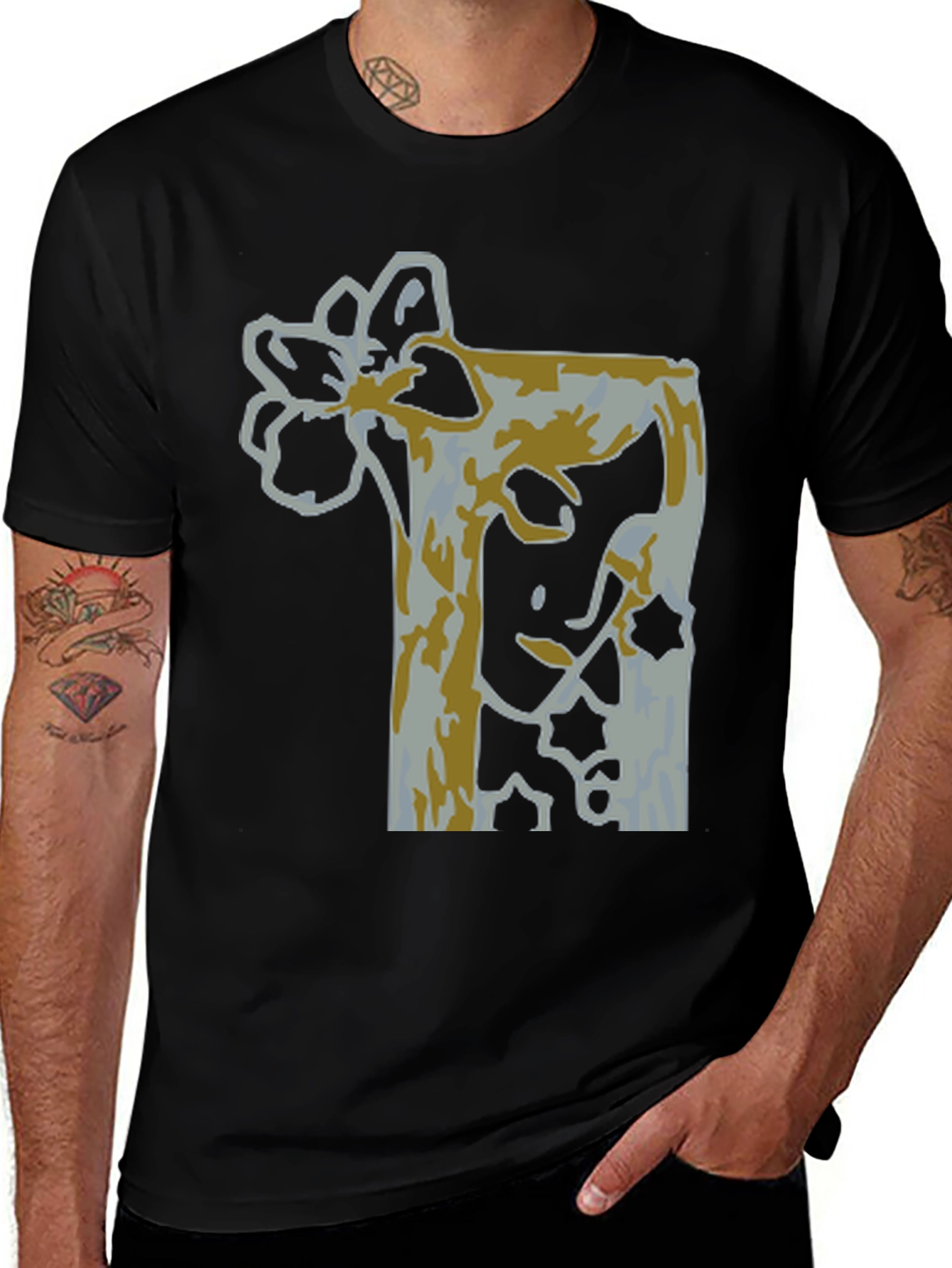 Variant 24 of Abstract Floral Graphic Tee - Trendy Black T-Shirt