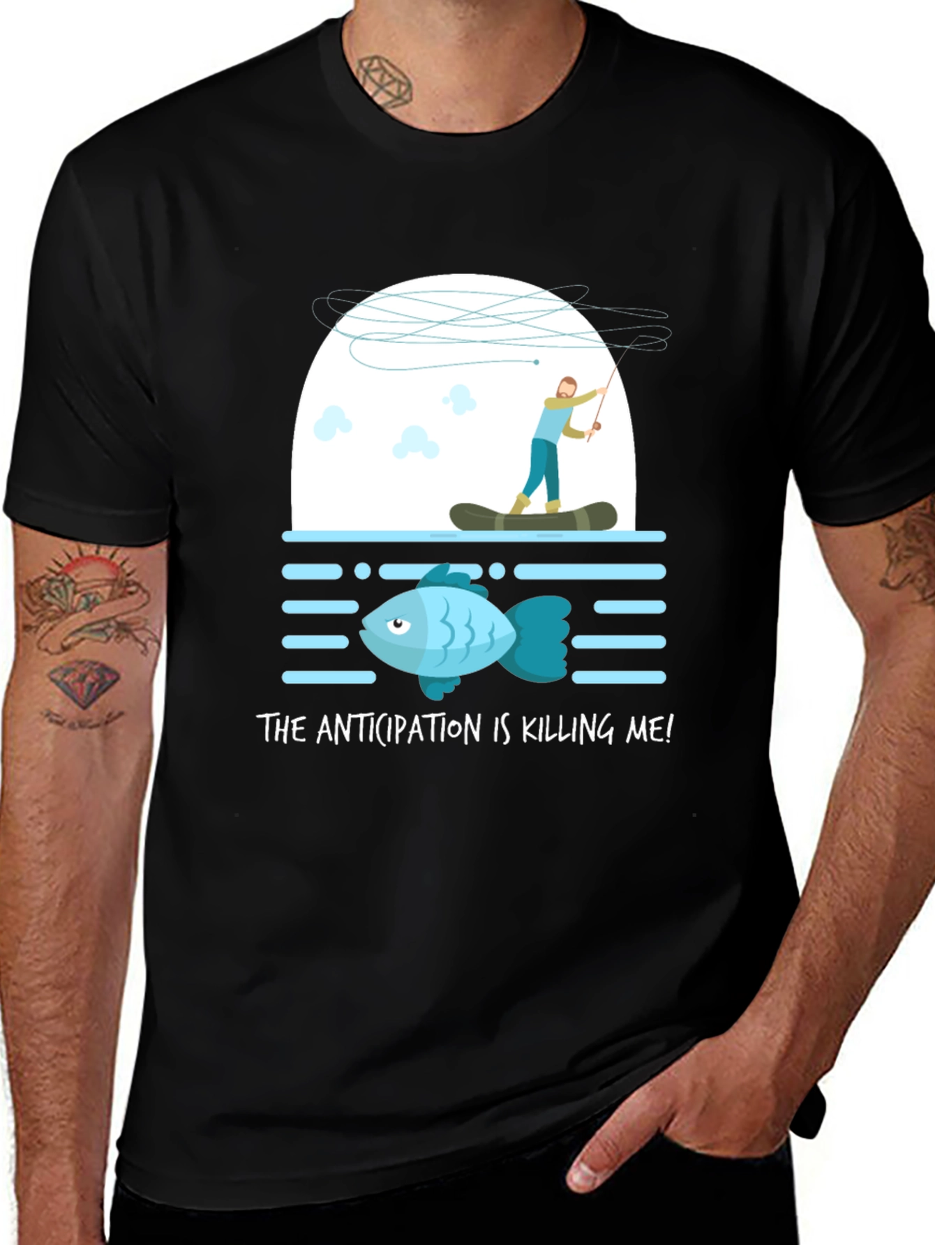 Variant 19 of Anticipation Fishing T-Shirt - Funny Fisherman Tee