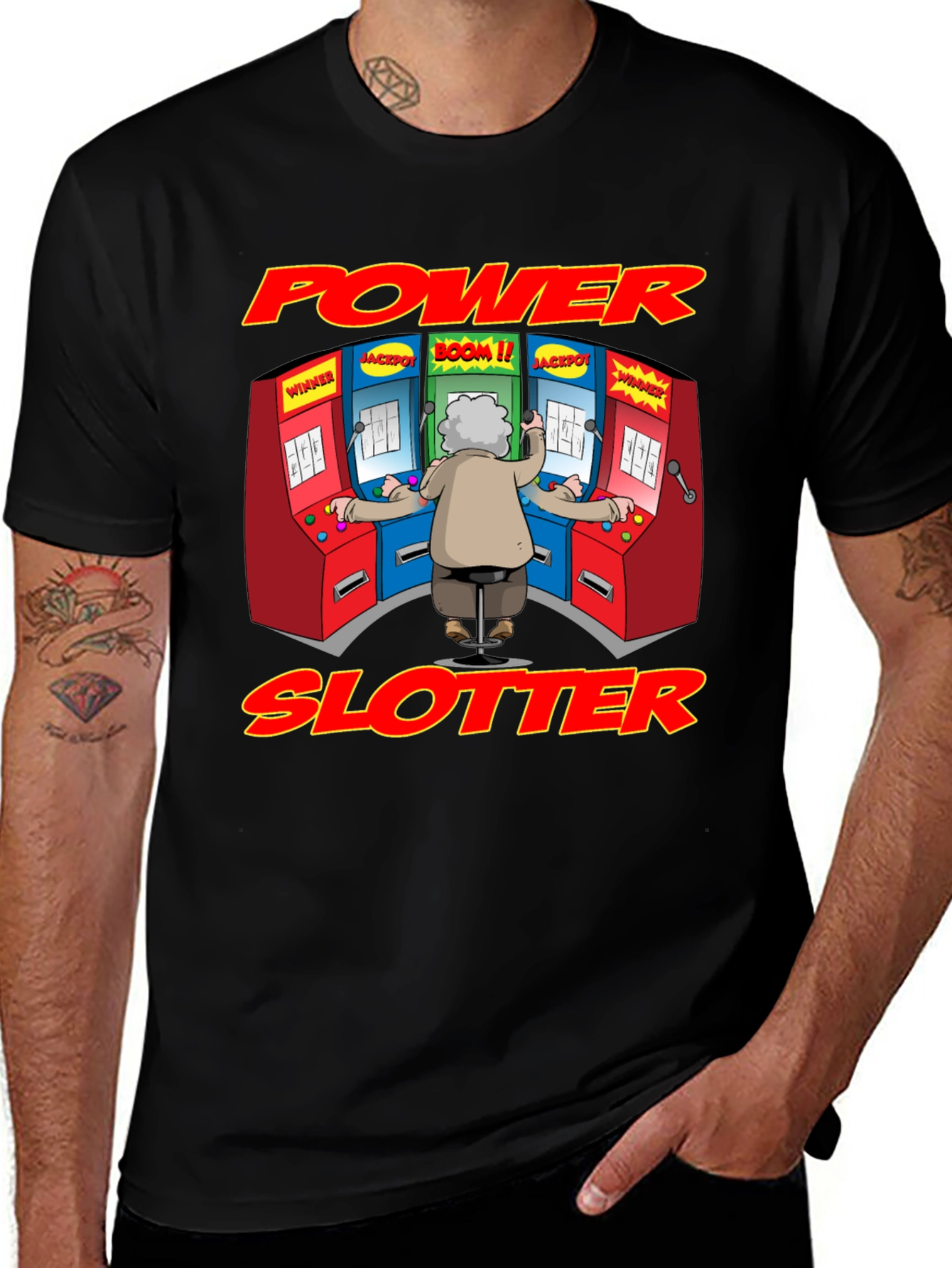 Variant 14 of Power Slotter T-Shirt - Funny Gambling Design