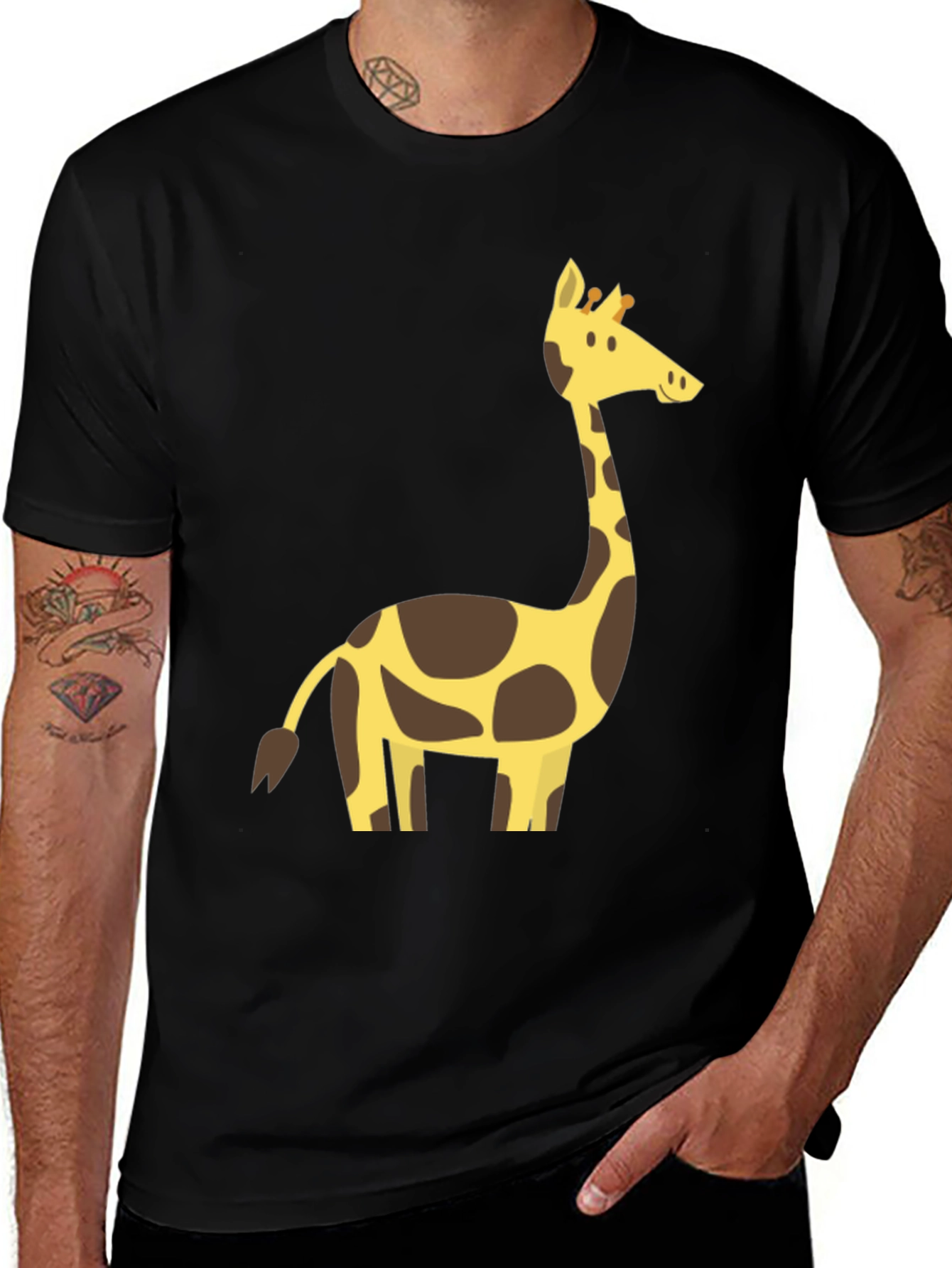 Variant 17 of Giraffe Graphic T-Shirt - Black Crew Neck Tee
