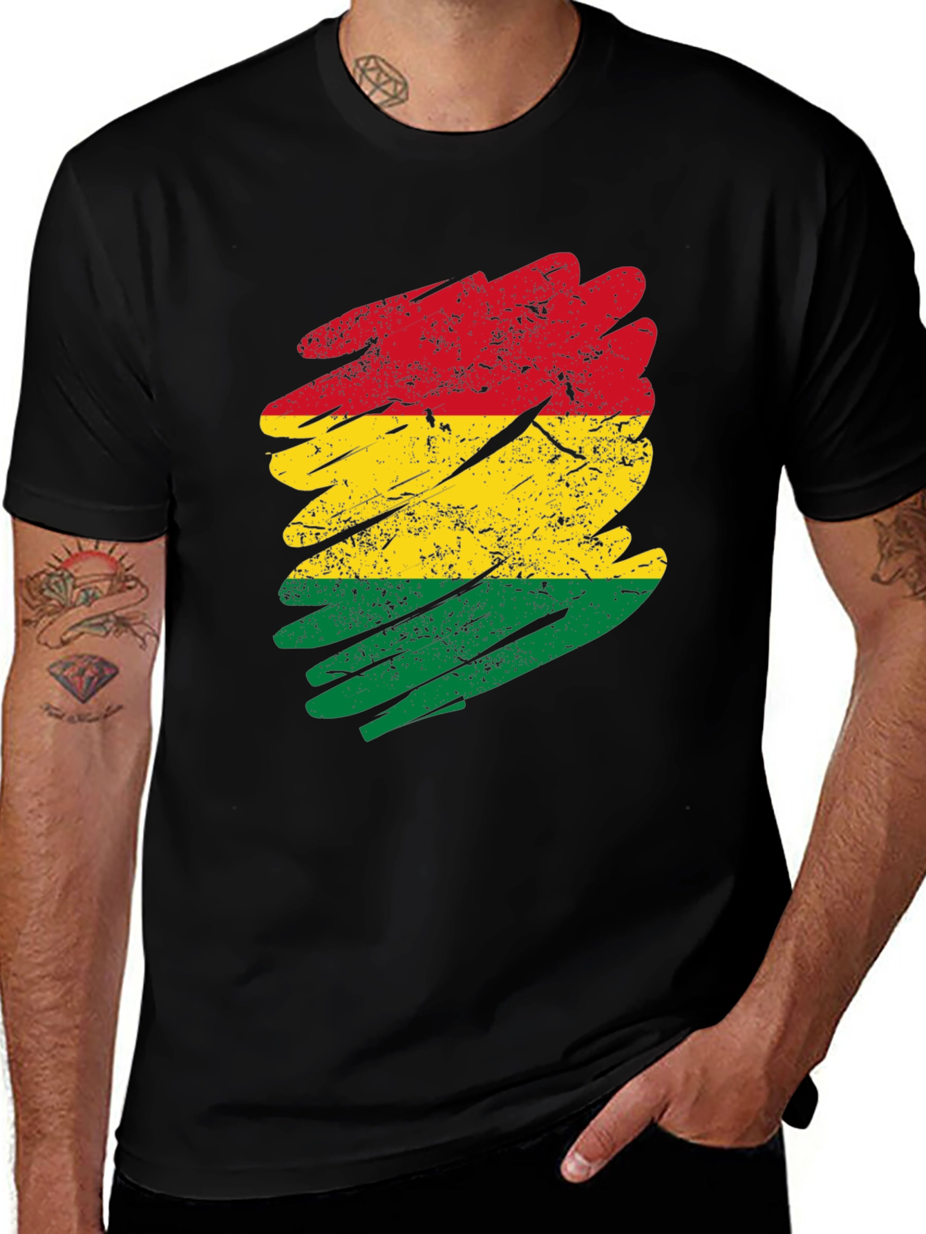 Variant 7 of Distressed Bolivia Flag T-Shirt - Black