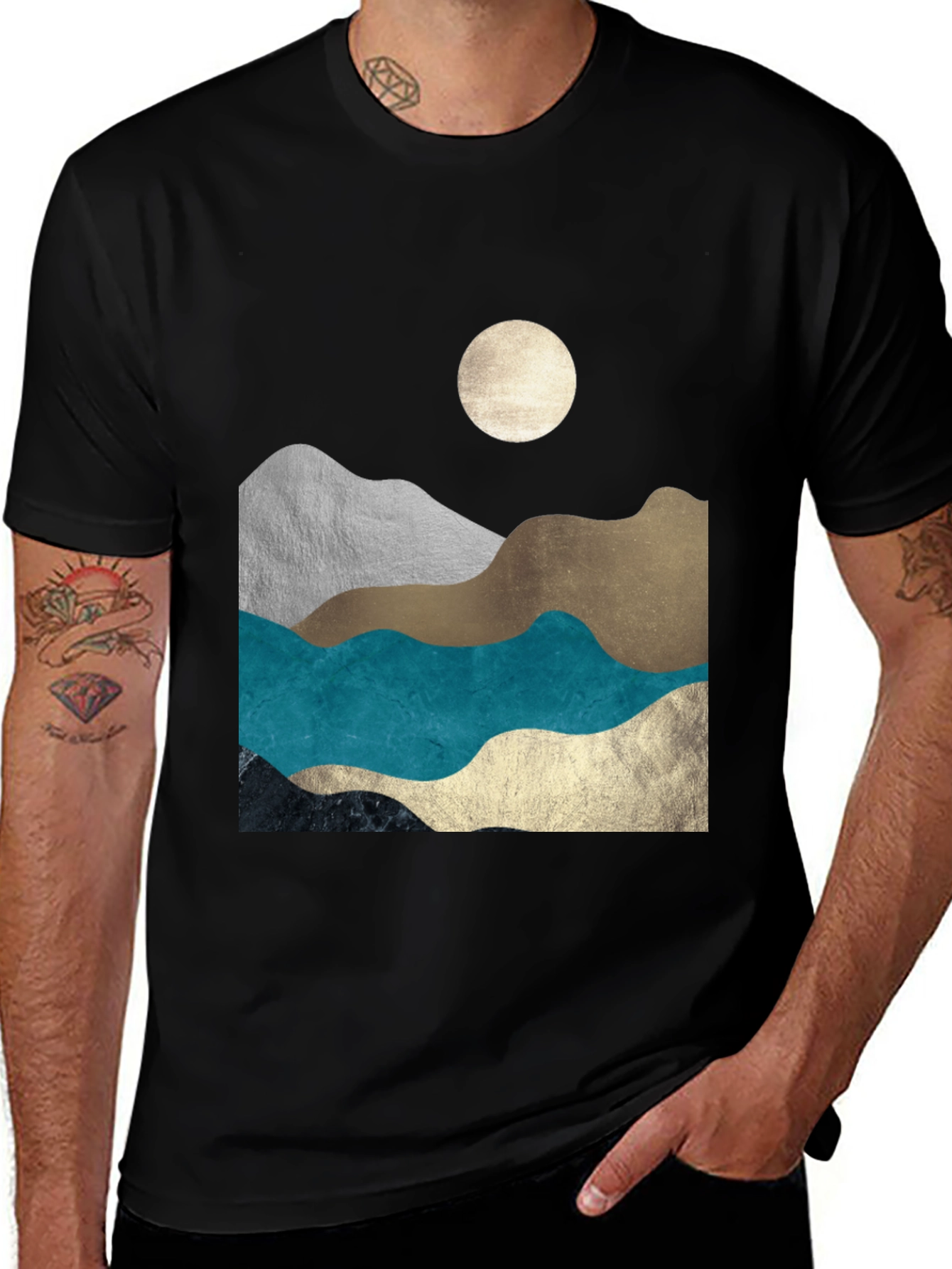 Variant 19 of Abstract Mountain & Moon Graphic Tee