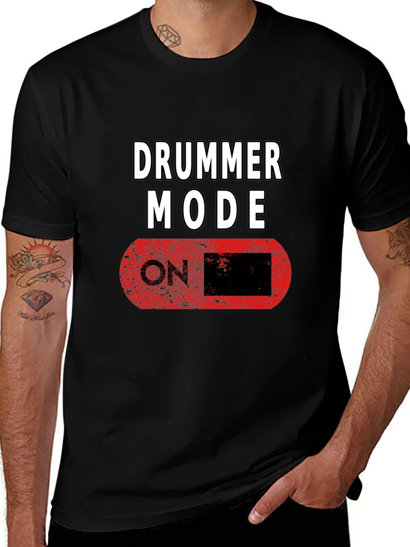 Variant 23 of Drummer Mode On Black Graphic T-Shirt