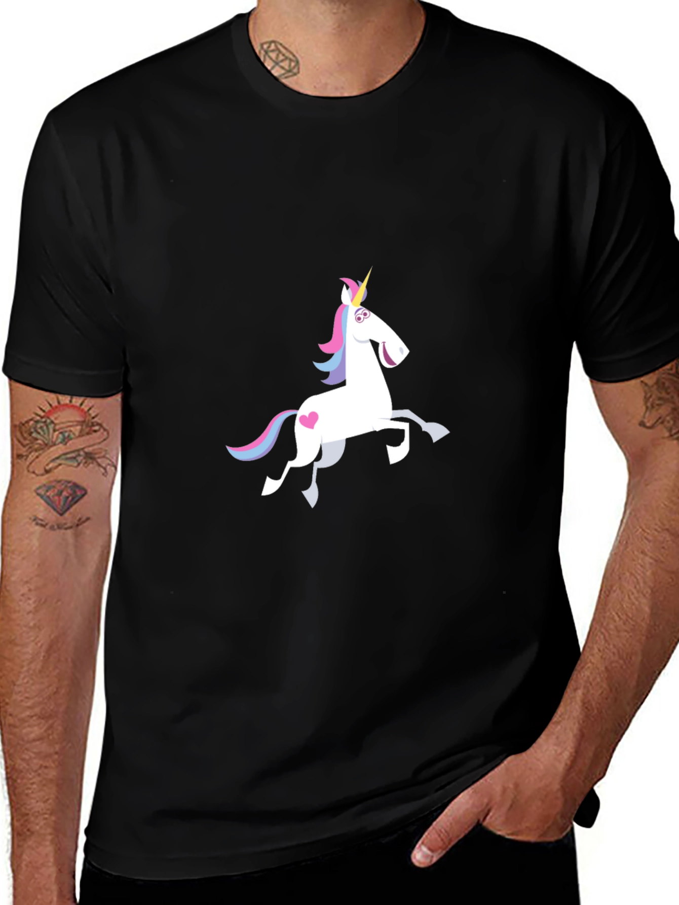 Variant 10 of Unicorn Graphic Tee - Black Cotton Casual Shirt