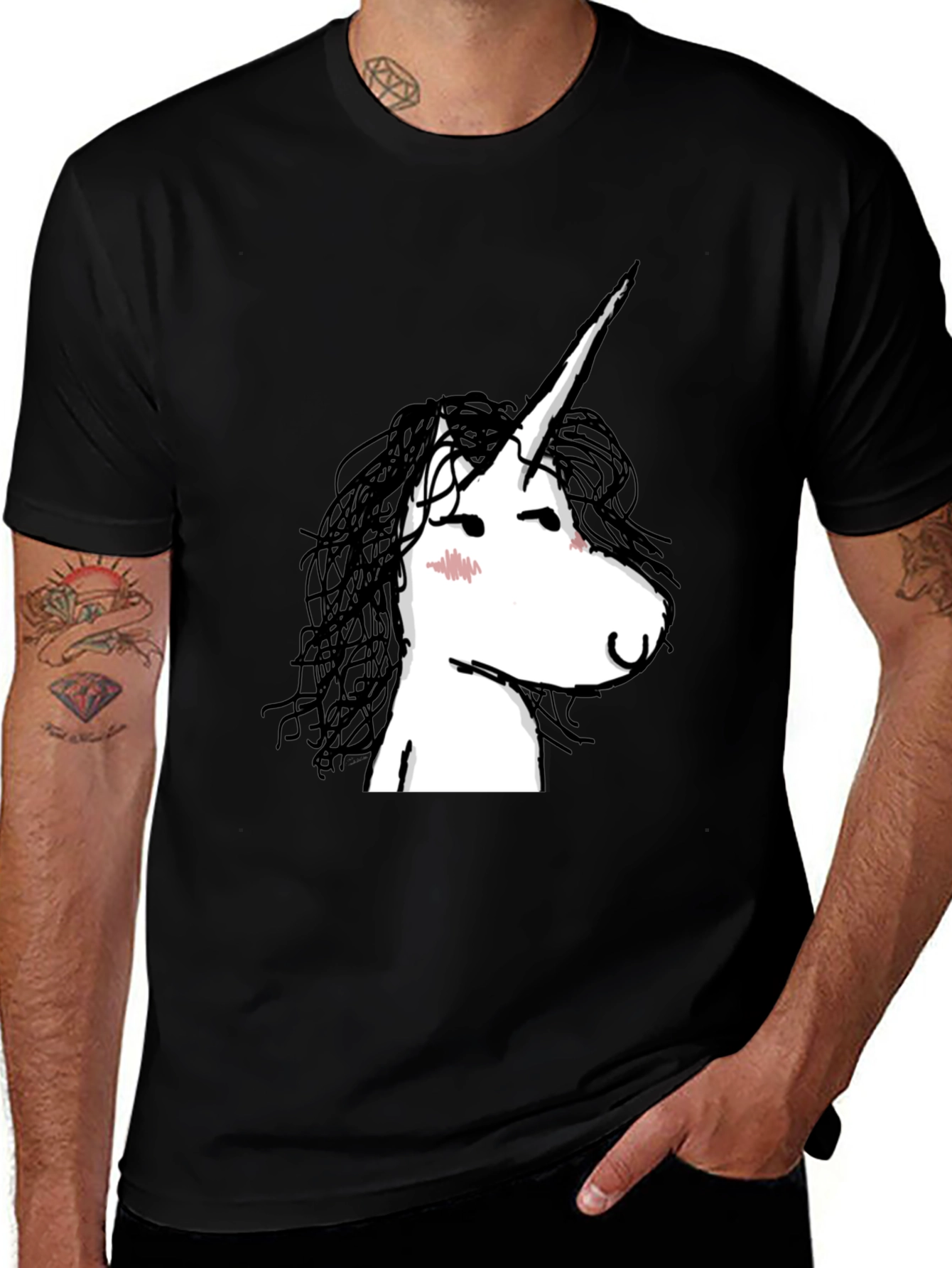 Variant 14 of Unicorn Graphic T-Shirt - Black Cotton Tee