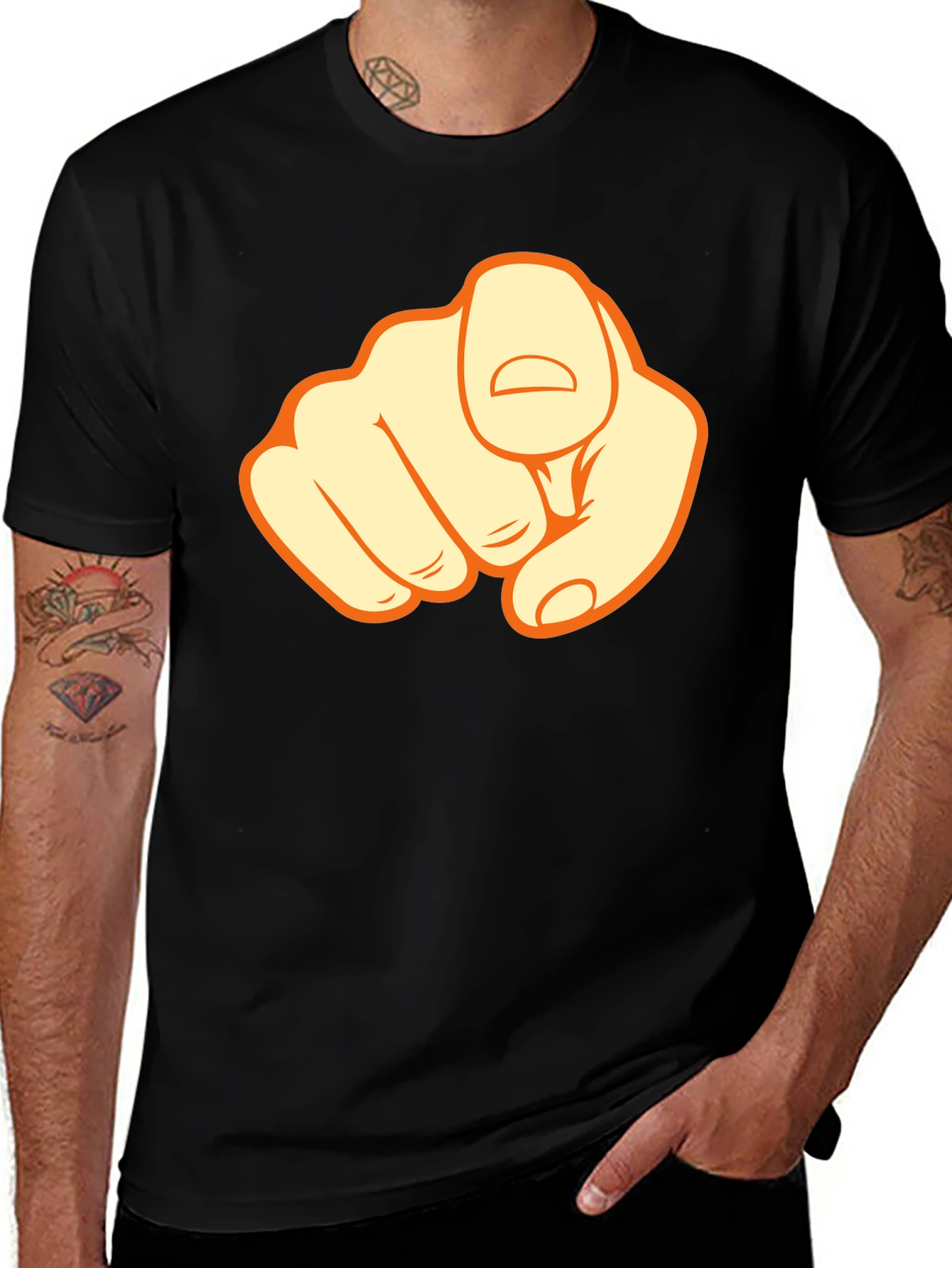 Variant 8 of Pointing Finger Graphic Black T-Shirt
