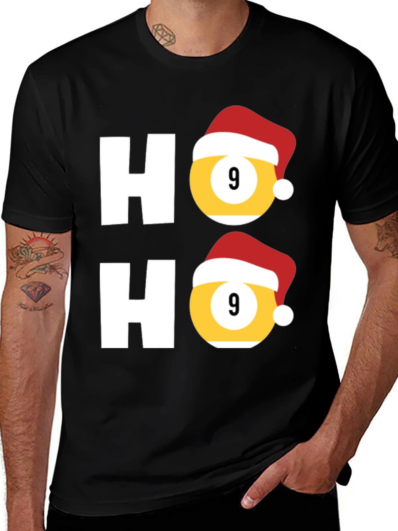 Ho Ho Ho 9 Ball Billiards Christmas T-Shirt