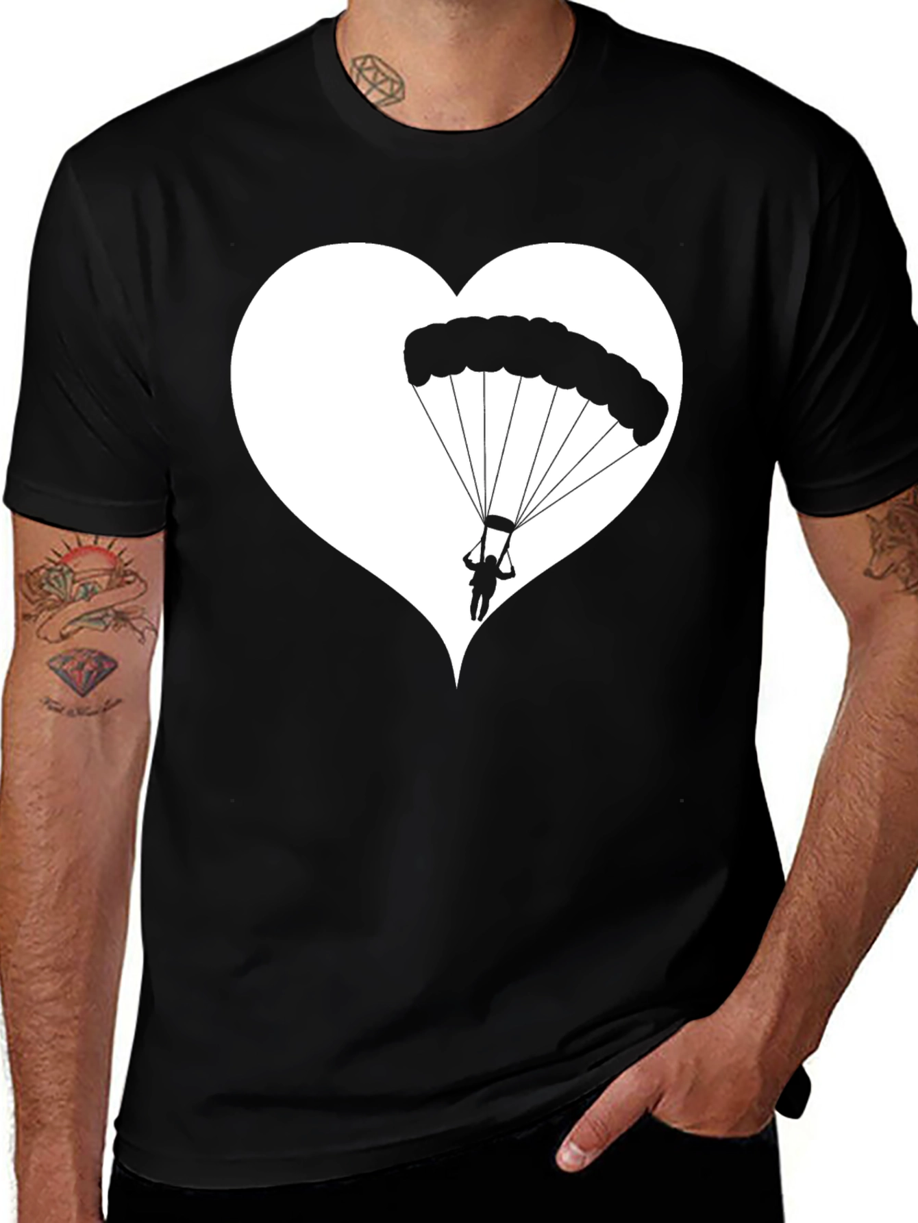 Variant 30 of Parachute Heart Graphic Tee - Skydiving Lover Shirt