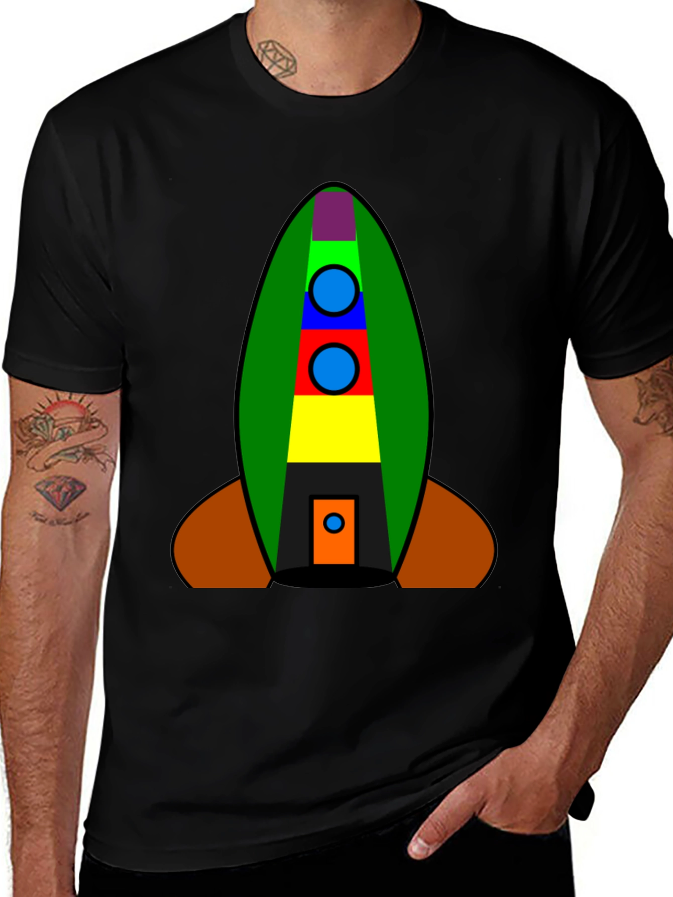 Variant 7 of Geometric Rocket Graphic Tee - Bold & Fun Design