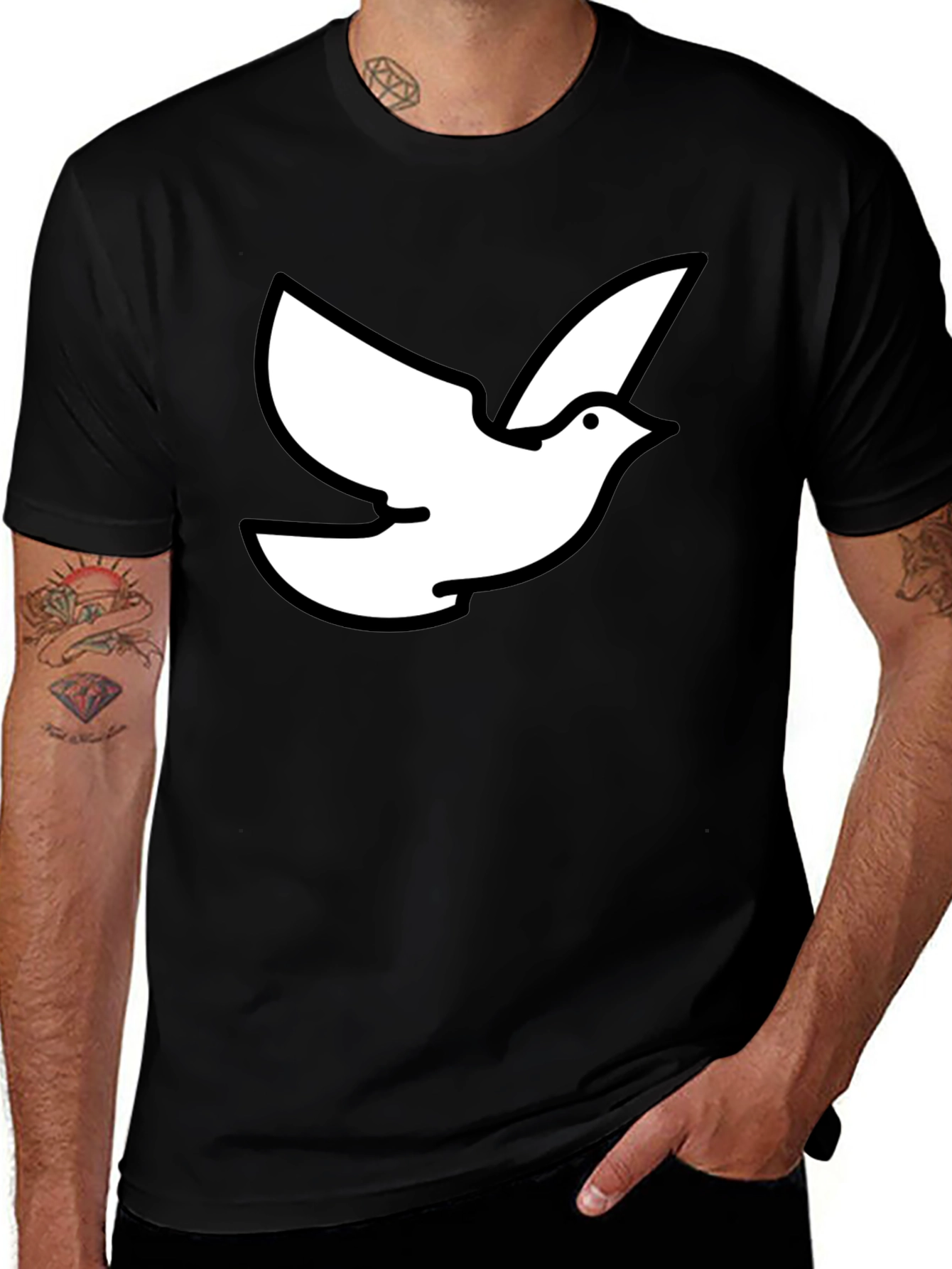 Variant 21 of Dove Graphic Black T-Shirt - Symbol of Peace
