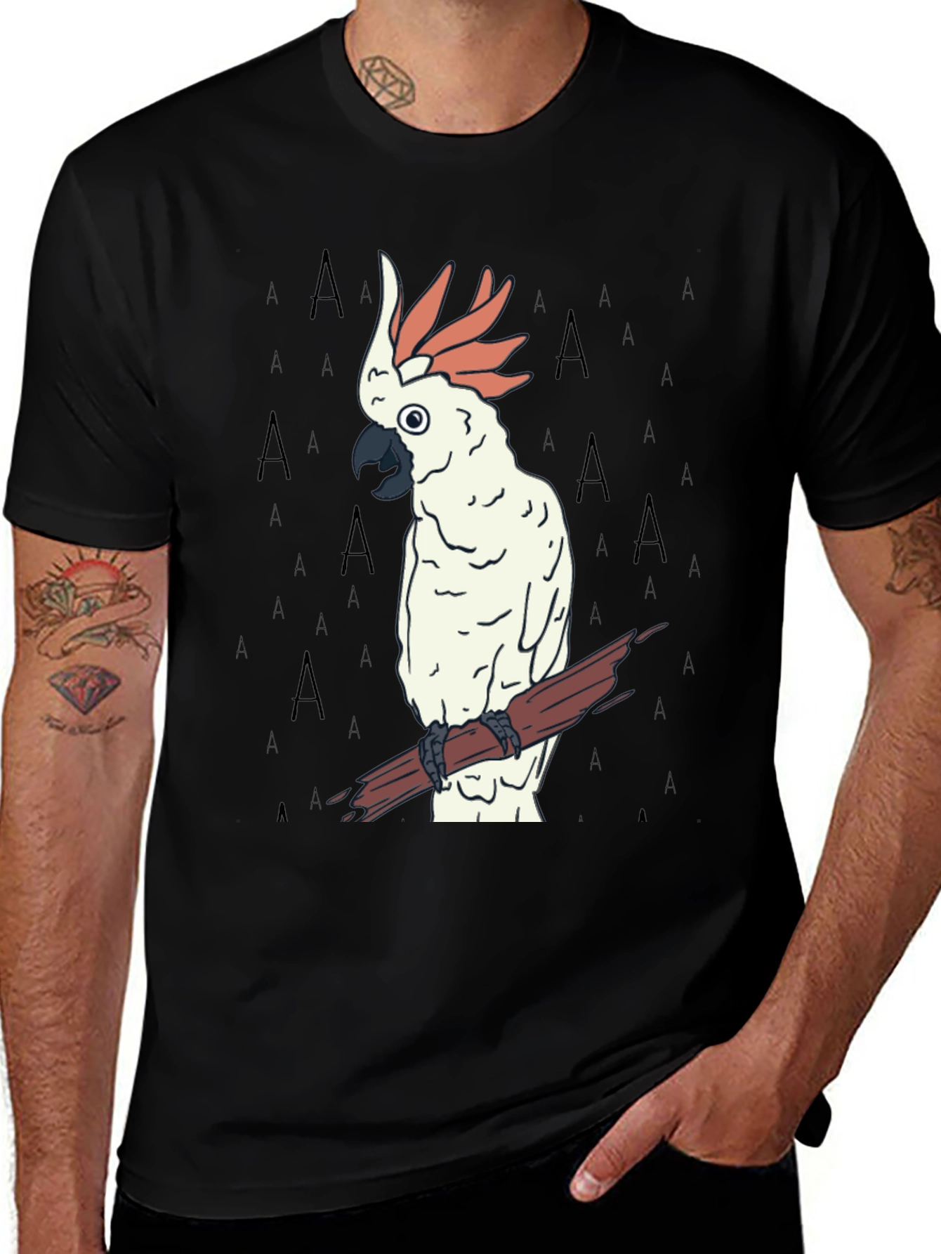Variant 24 of Cockatoo Bird Graphic Print Black Tee