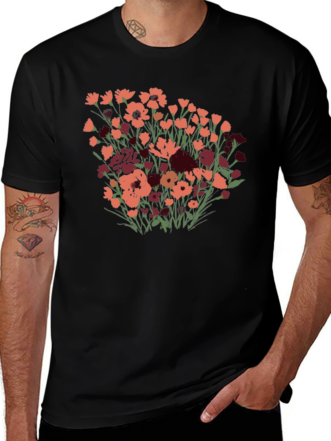 Variant 15 of Floral Graphic Black T-Shirt