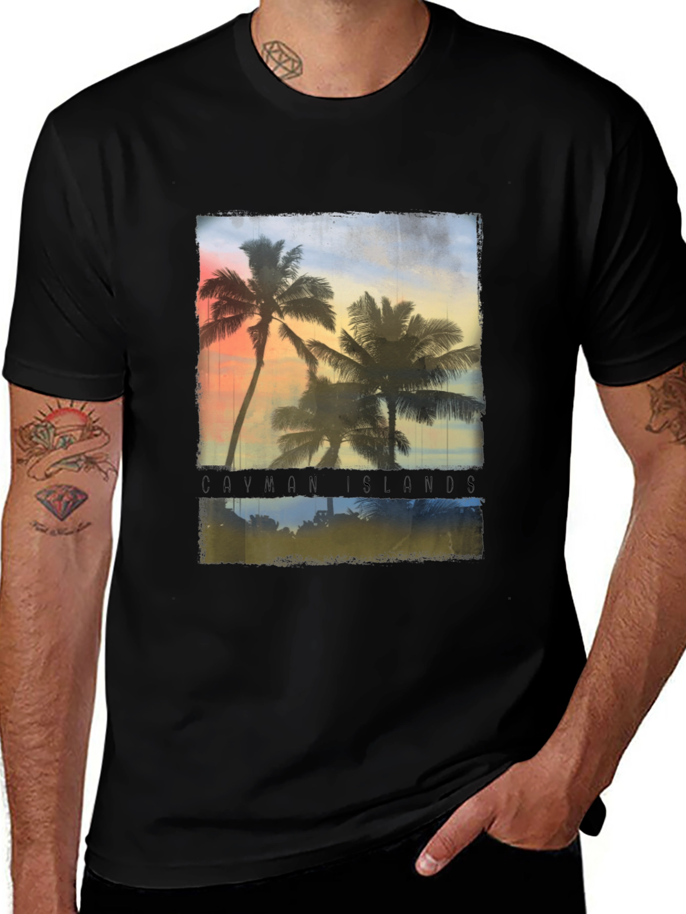 Variant 19 of Cayman Islands Palm Tree Graphic T-Shirt