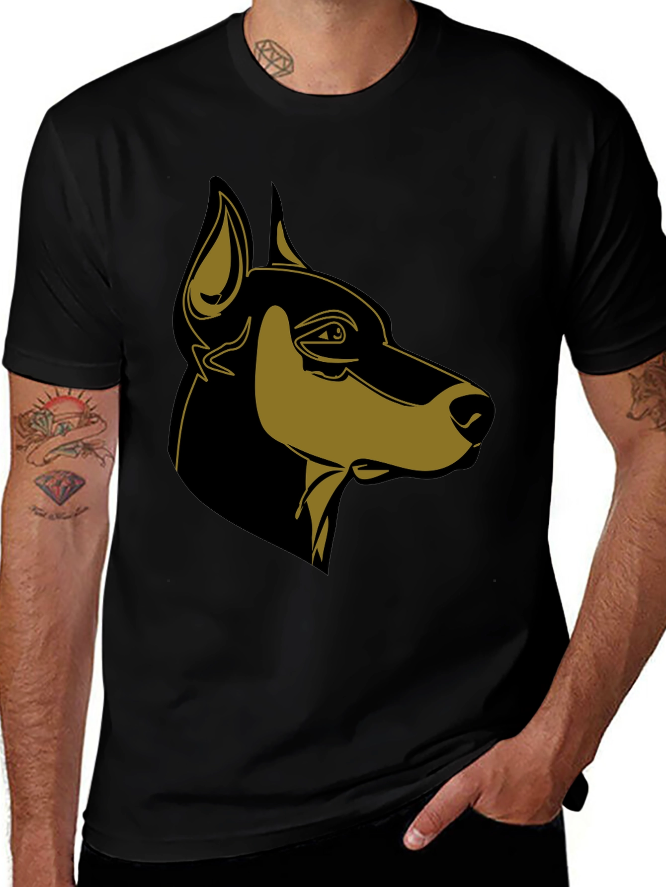 Doberman Dog Graphic Black T-Shirt