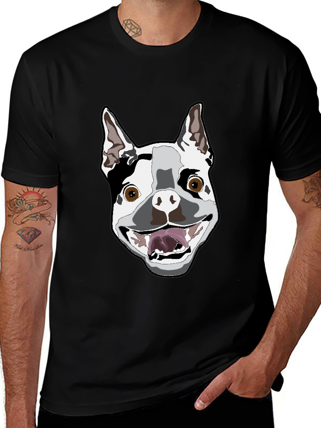 Variant 18 of Dog Graphic T-Shirt - Black Cotton Tee
