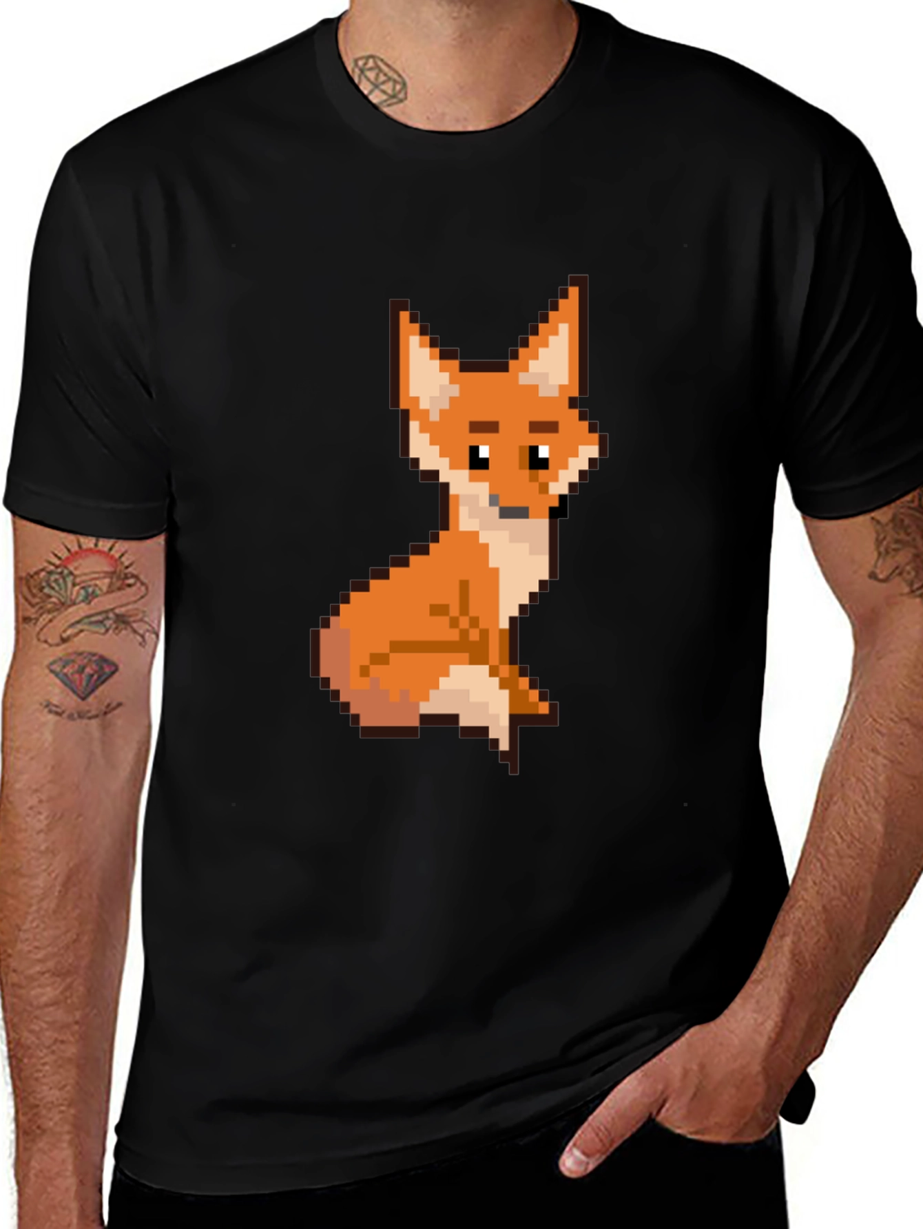 Variant 13 of Pixel Fox Black T-Shirt