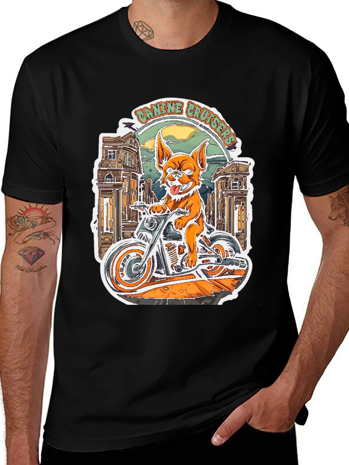 Variant 25 of Canine Cruisers Graphic Tee - Dog Motorcycle Rider