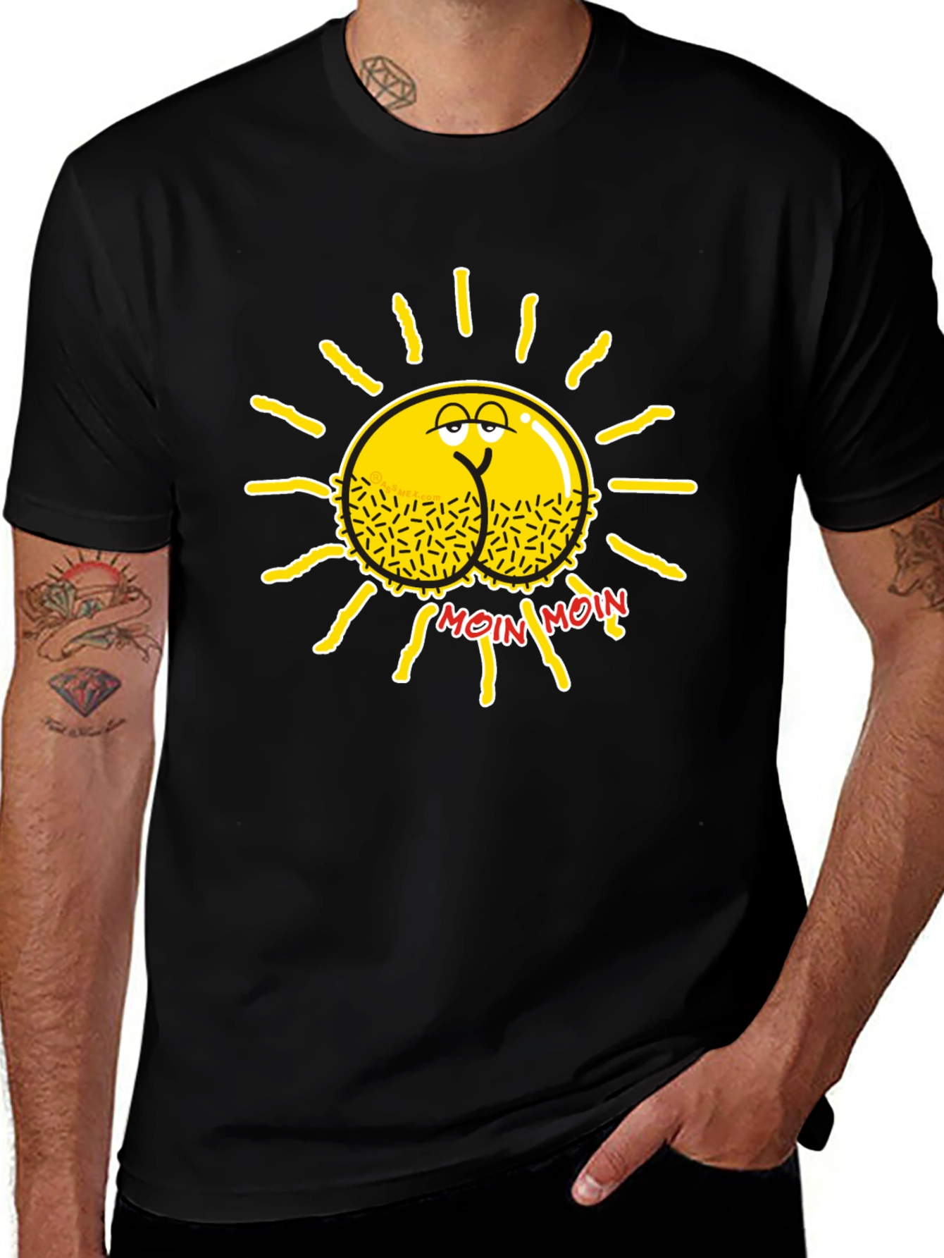 Variant 29 of Funny Sun Butt "Moin Moin" Black T-Shirt