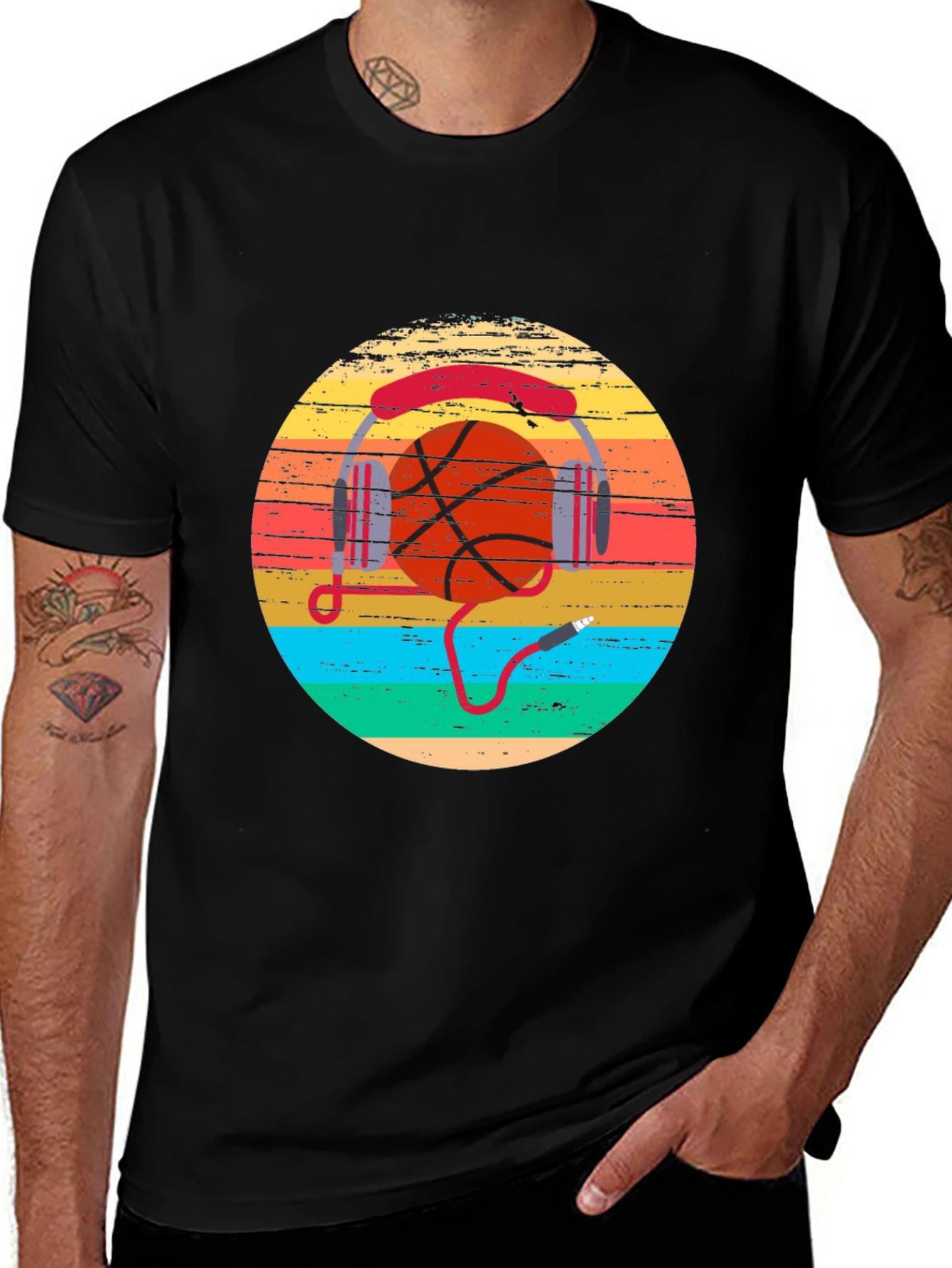 Variant 30 of Basketball Music Retro Graphic T-Shirt