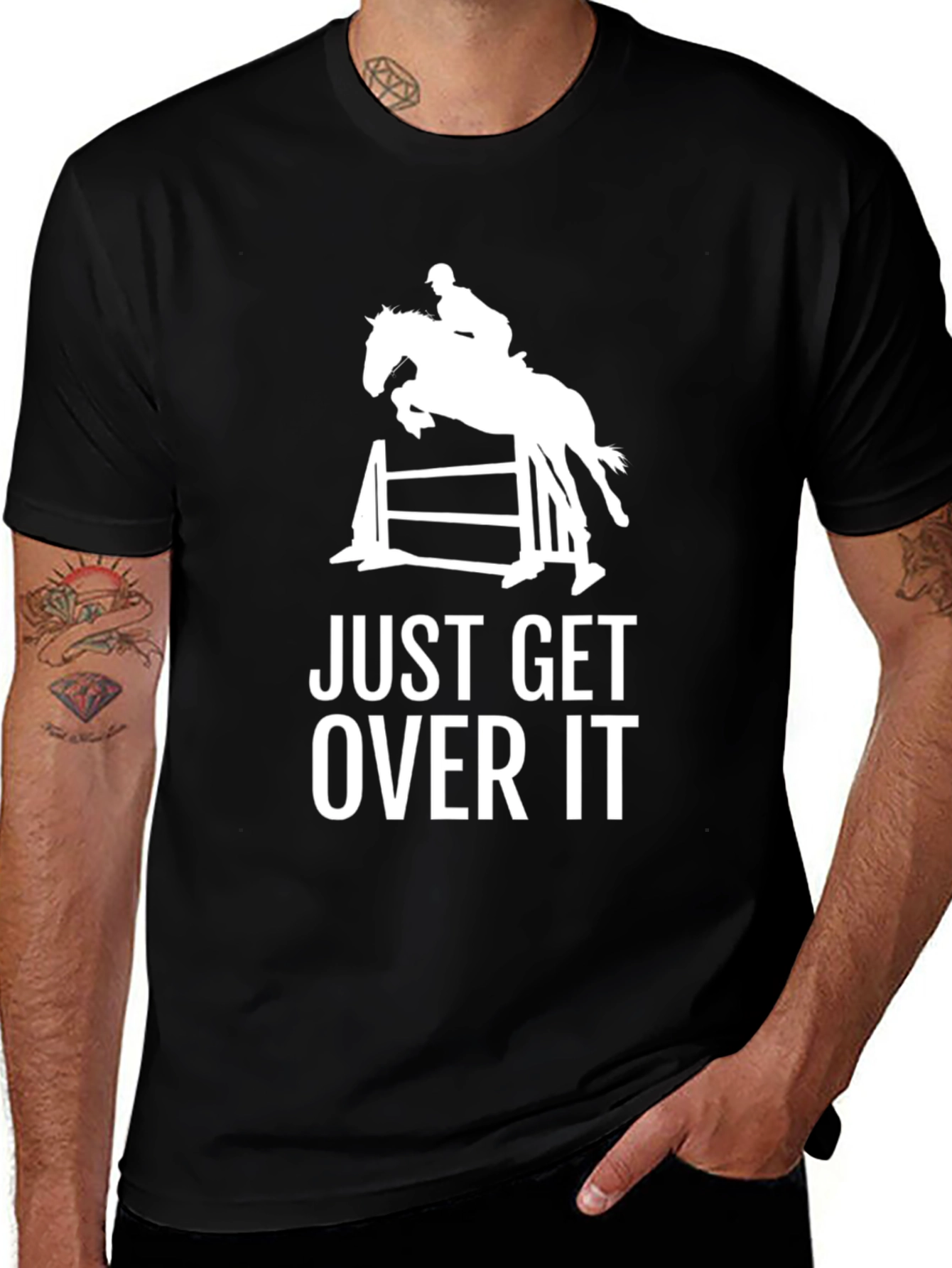 Just Get Over It Horse Riding Black T-Shirt