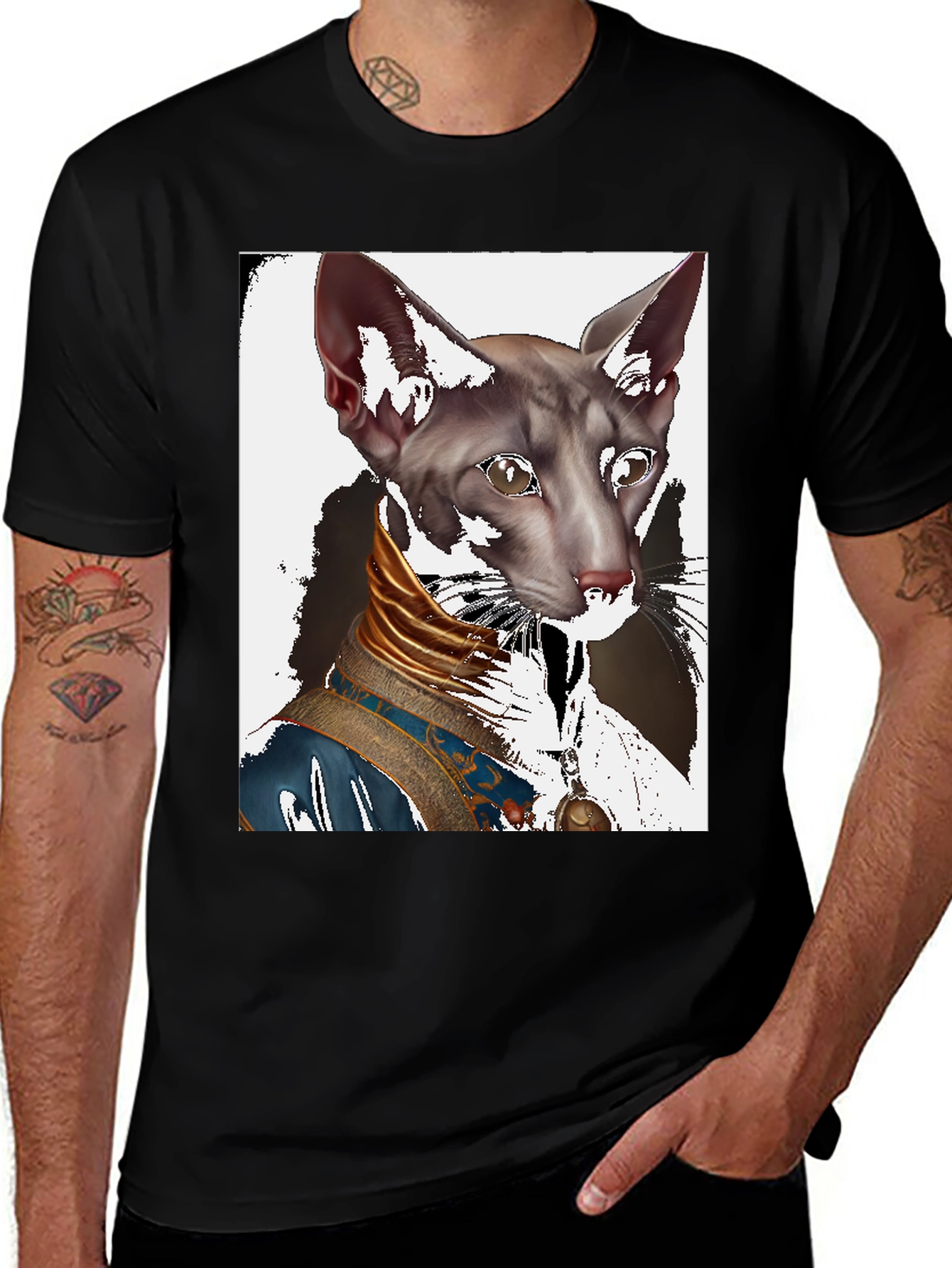 Variant 8 of Regal Cat Graphic Tee - Unique Design