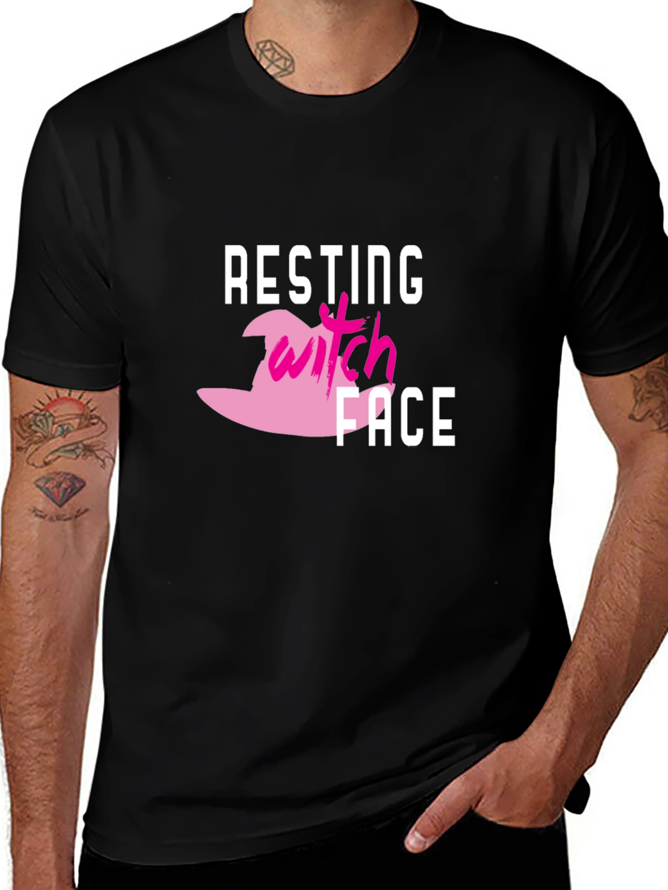 Variant 19 of Resting Witch Face Graphic T-Shirt - Halloween Tee