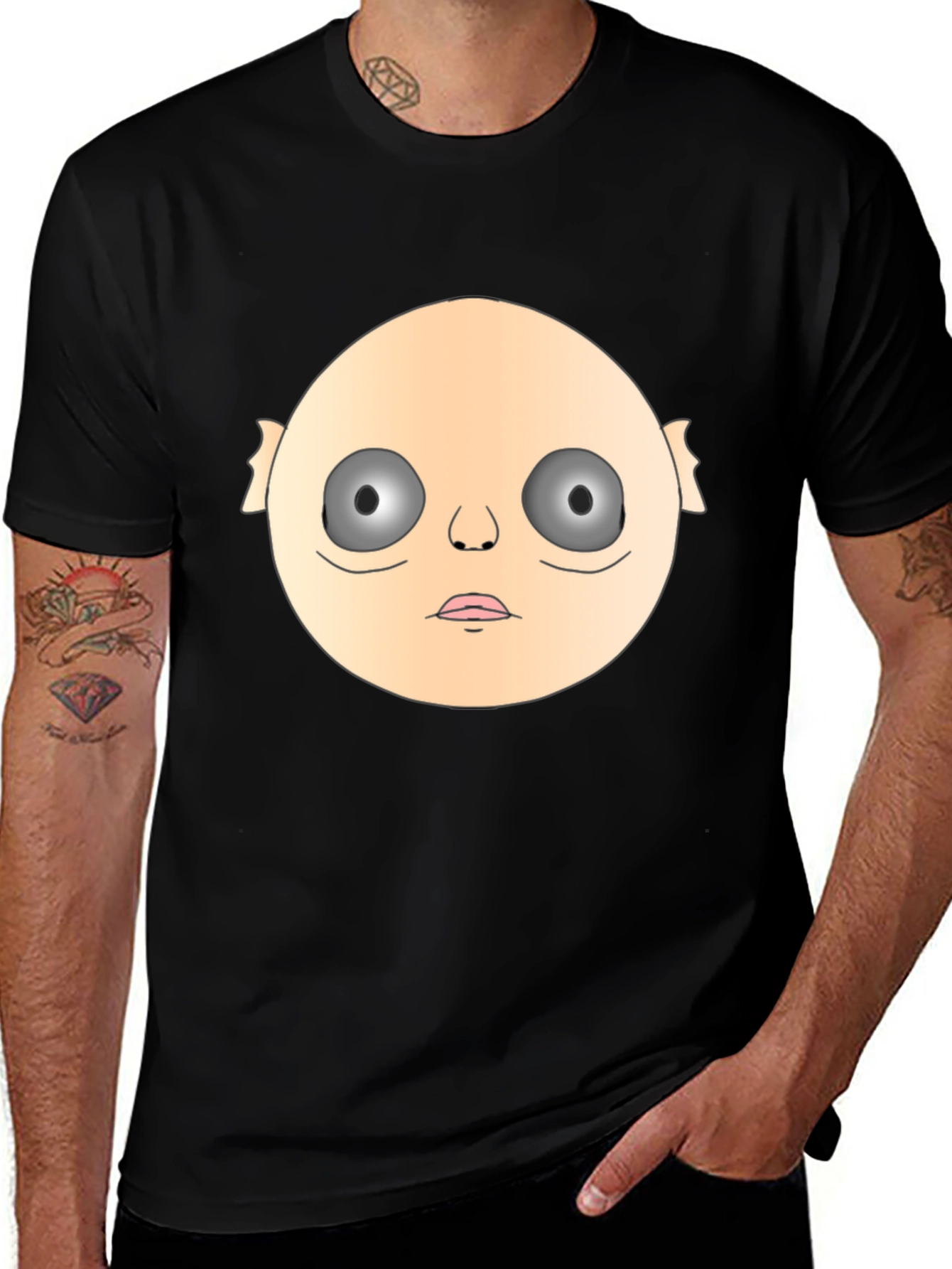 Variant 28 of Creepy Face Graphic Black T-Shirt