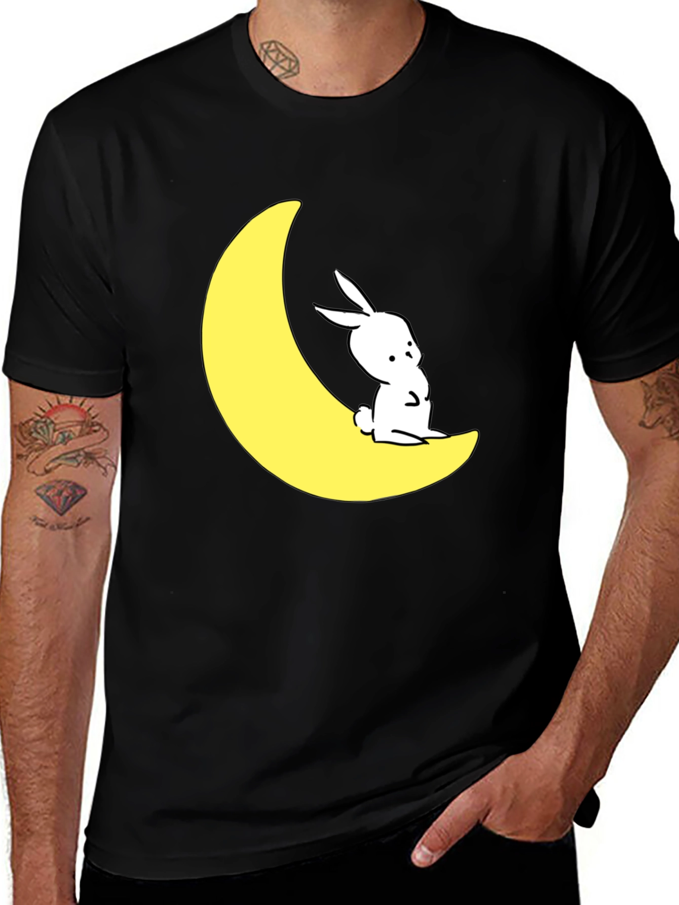 Variant 3 of Moon Rabbit Graphic T-Shirt - Black