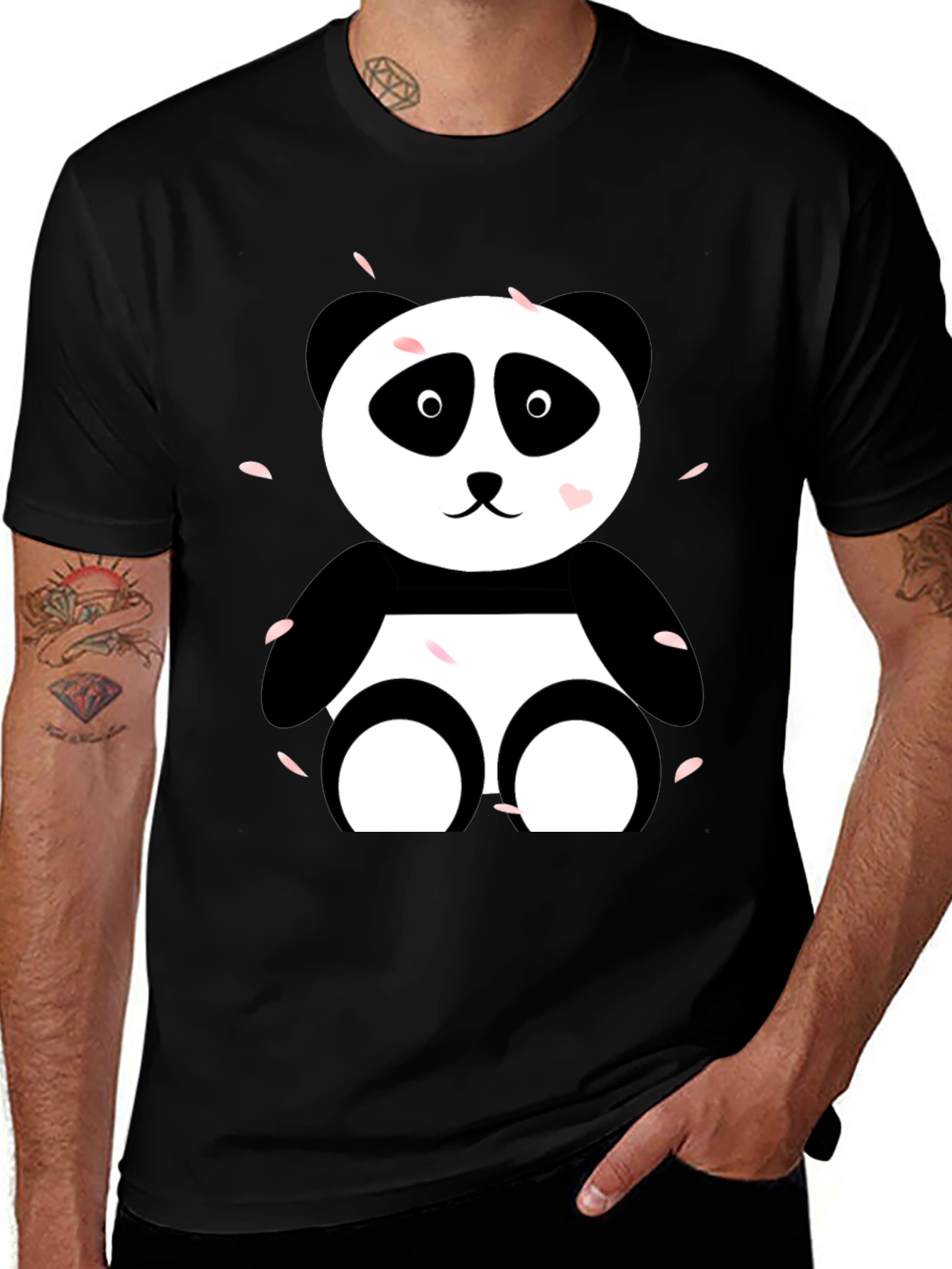 Variant 19 of Cute Panda Graphic Tee - Casual Black T-Shirt