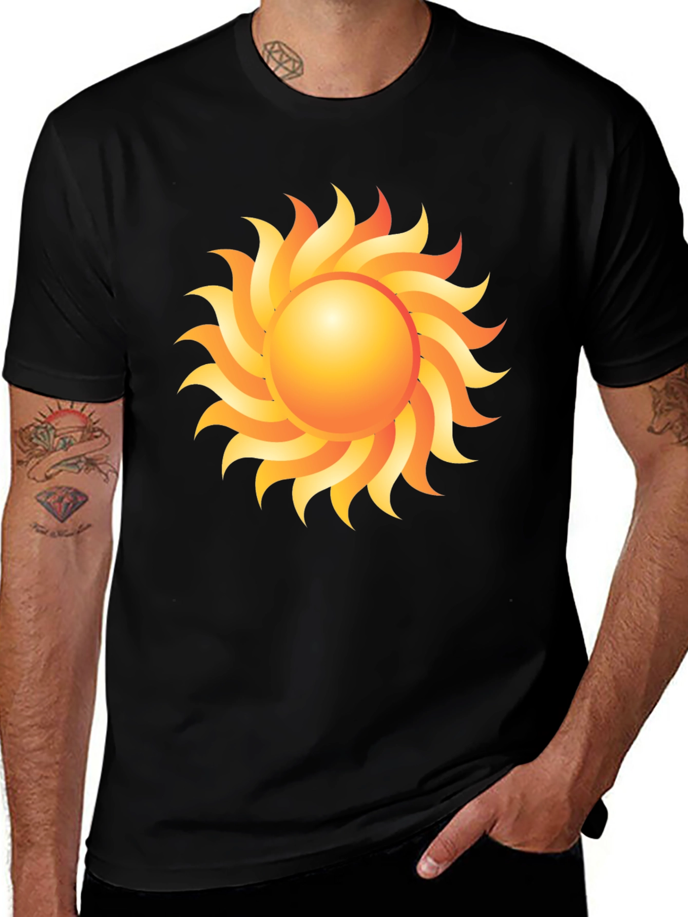 Black Sunburst Graphic Tee - Black Cotton Blend main image