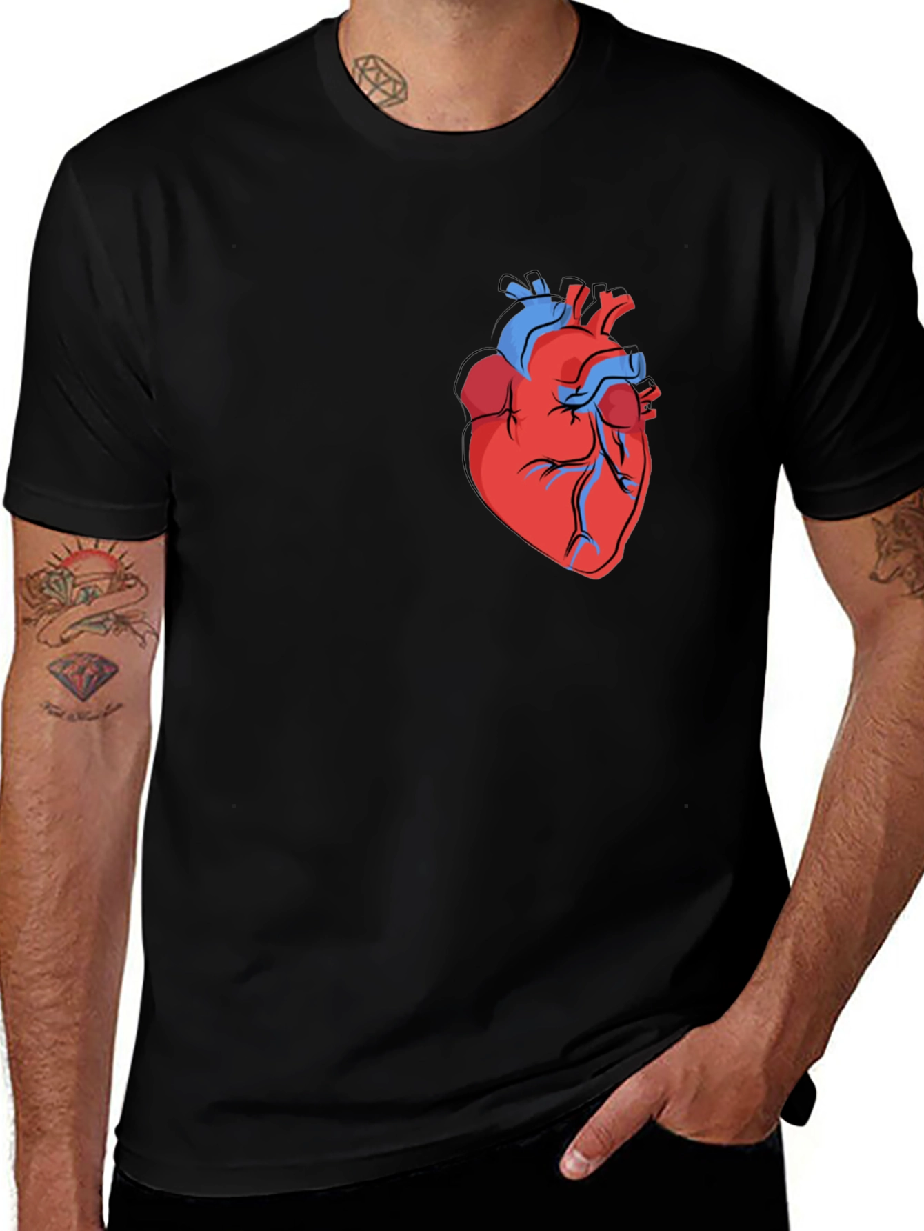 Variant 23 of Anatomical Heart Graphic T-Shirt - Black