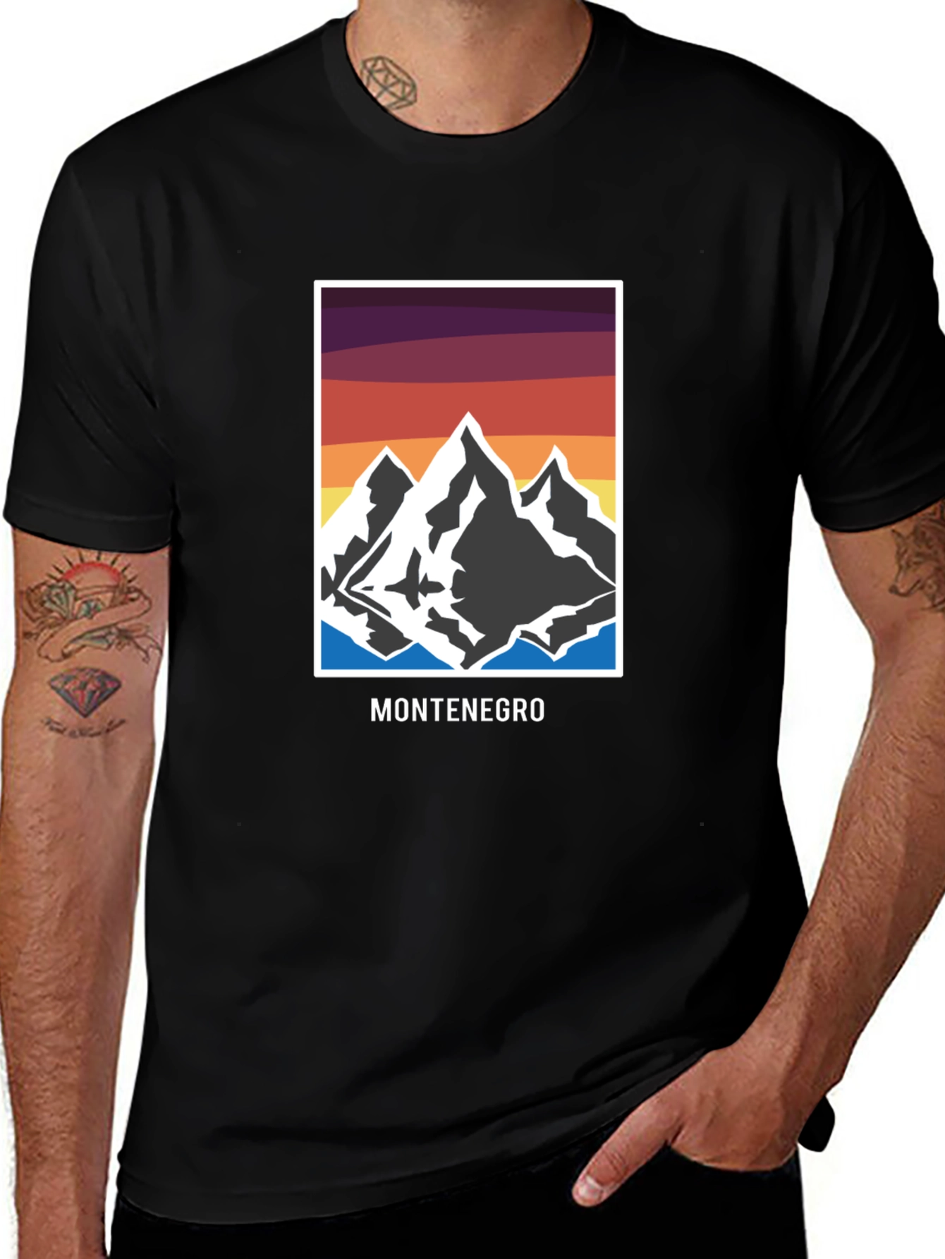 Montenegro Mountain Graphic Tee - Stylish Black T-Shirt
