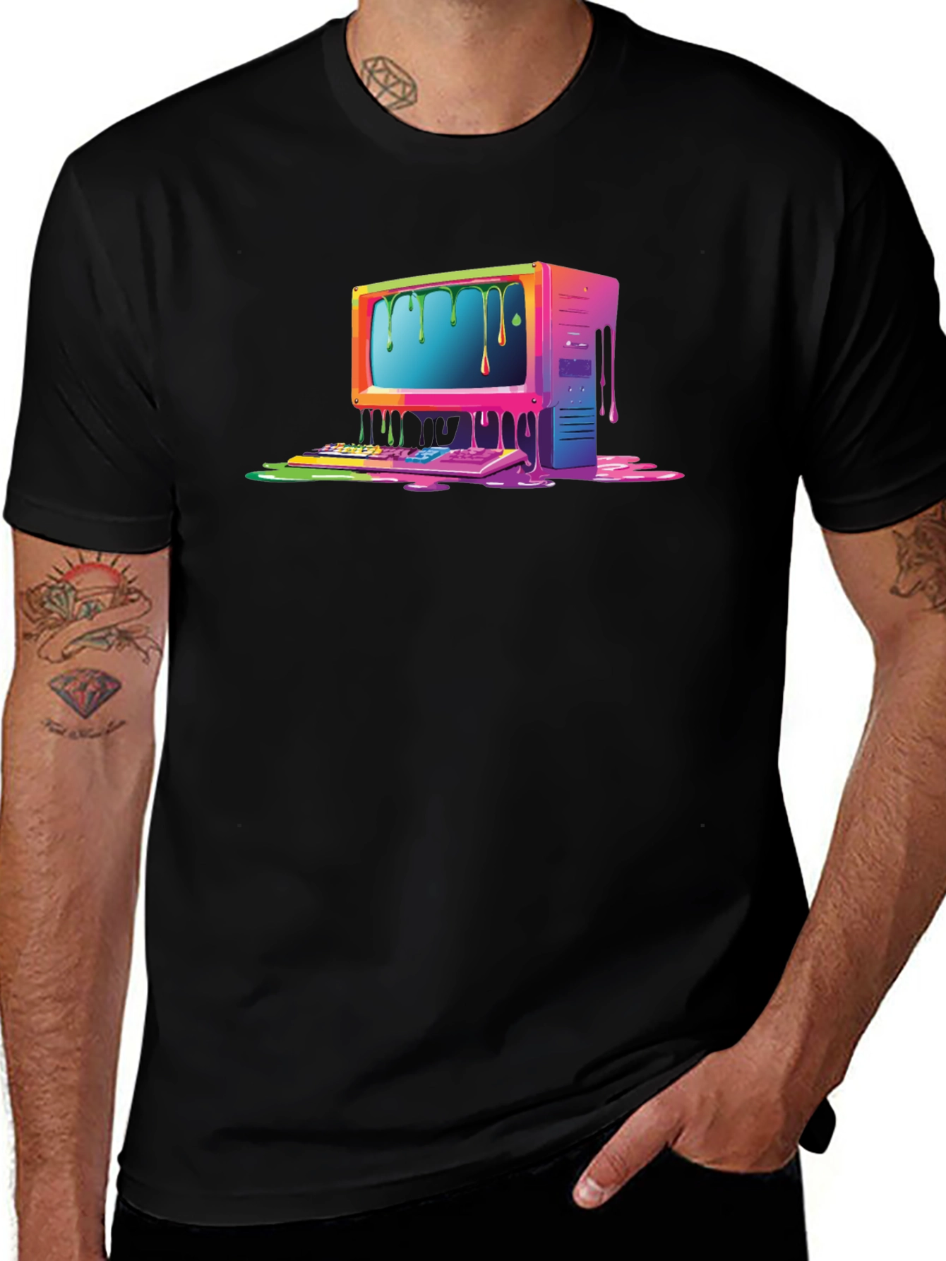 Variant 24 of Retro Melting Computer Graphic Tee - Black