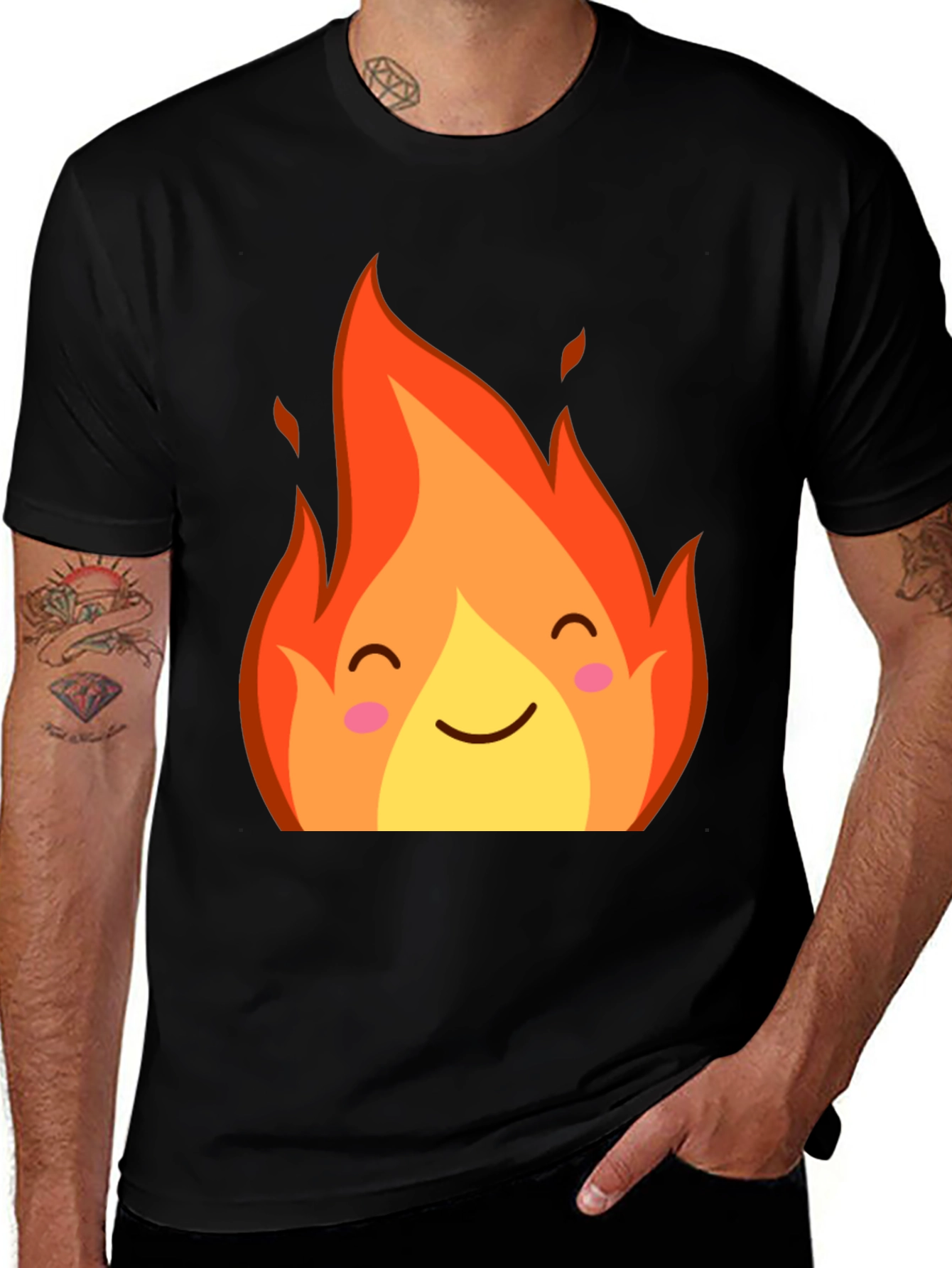 Cute Fire Graphic Tee - Soft Cotton Blend