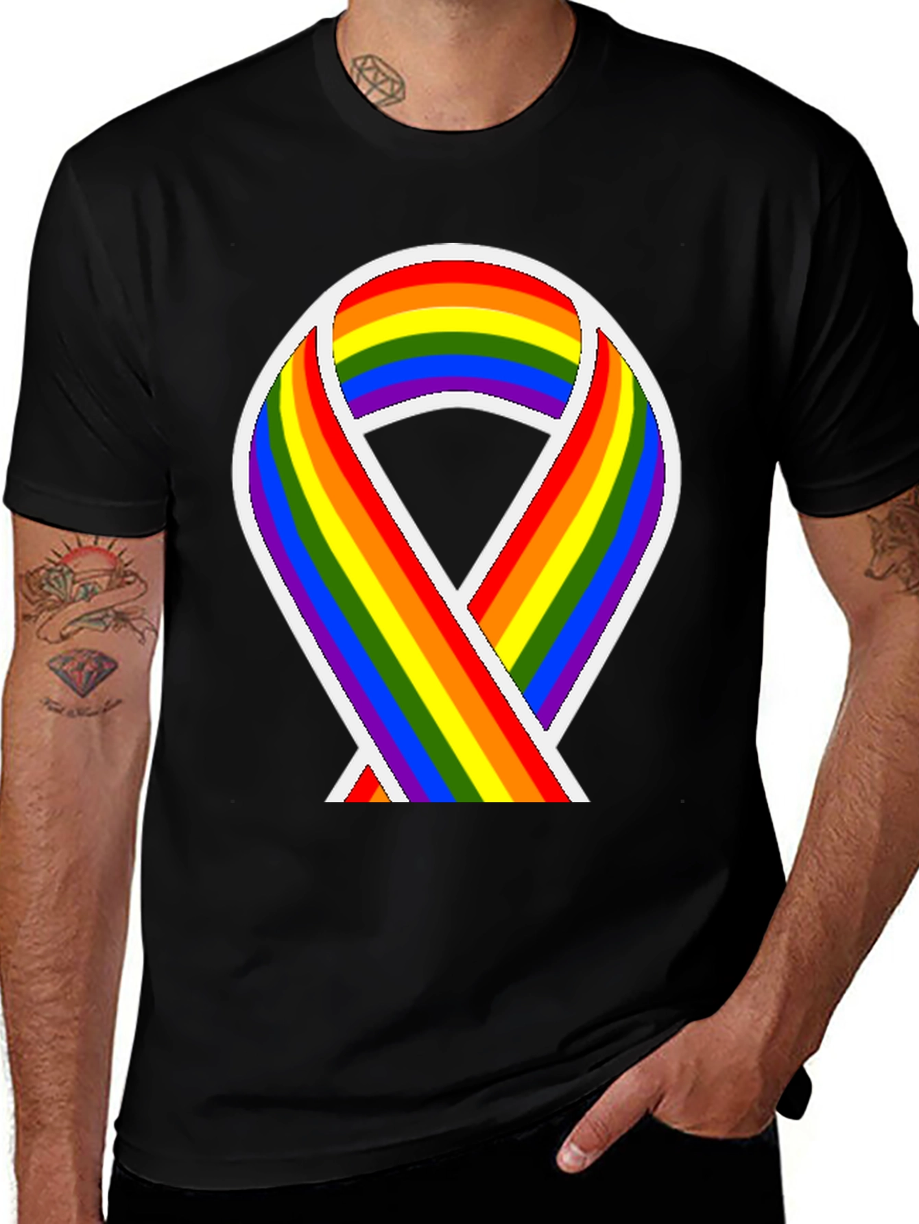 Pride Ribbon Graphic Tee - LGBTQ+ Support