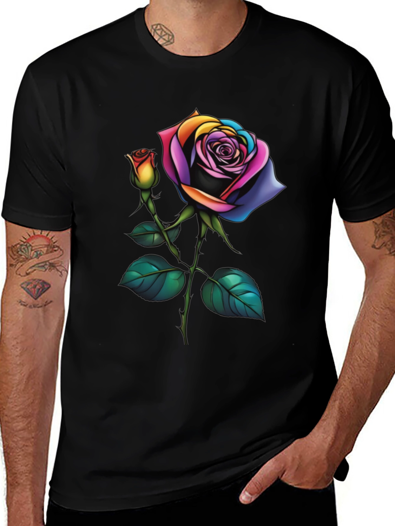 Variant 4 of Rainbow Rose Graphic T-Shirt
