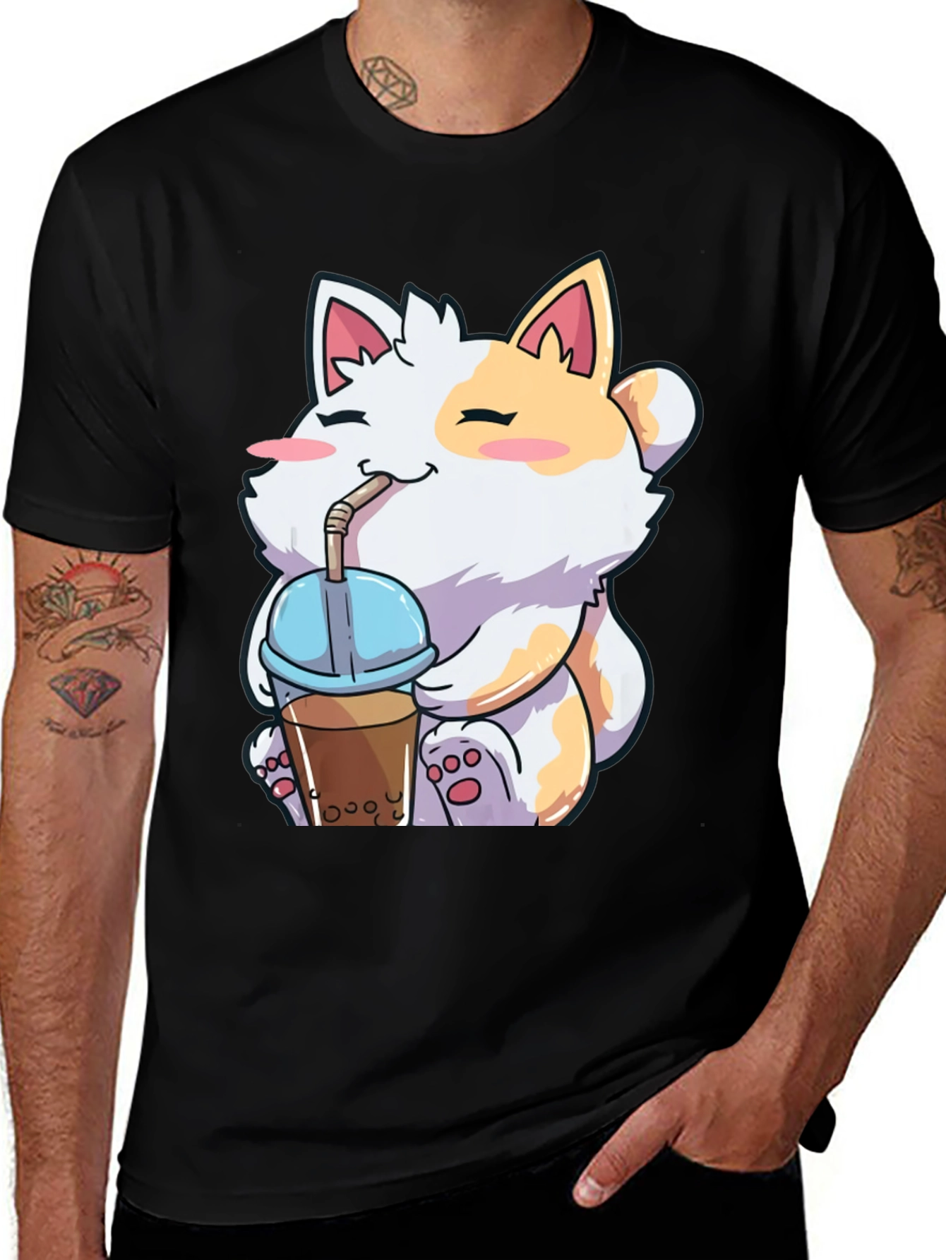 Variant 24 of Kawaii Cat Boba Tea Graphic T-Shirt
