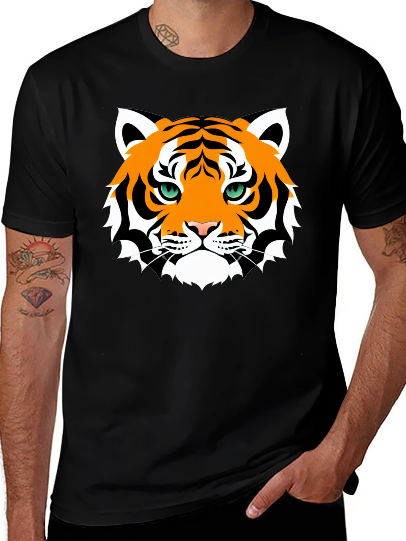 Variant 10 of Tiger Graphic Black Tee - Bold Animal Print