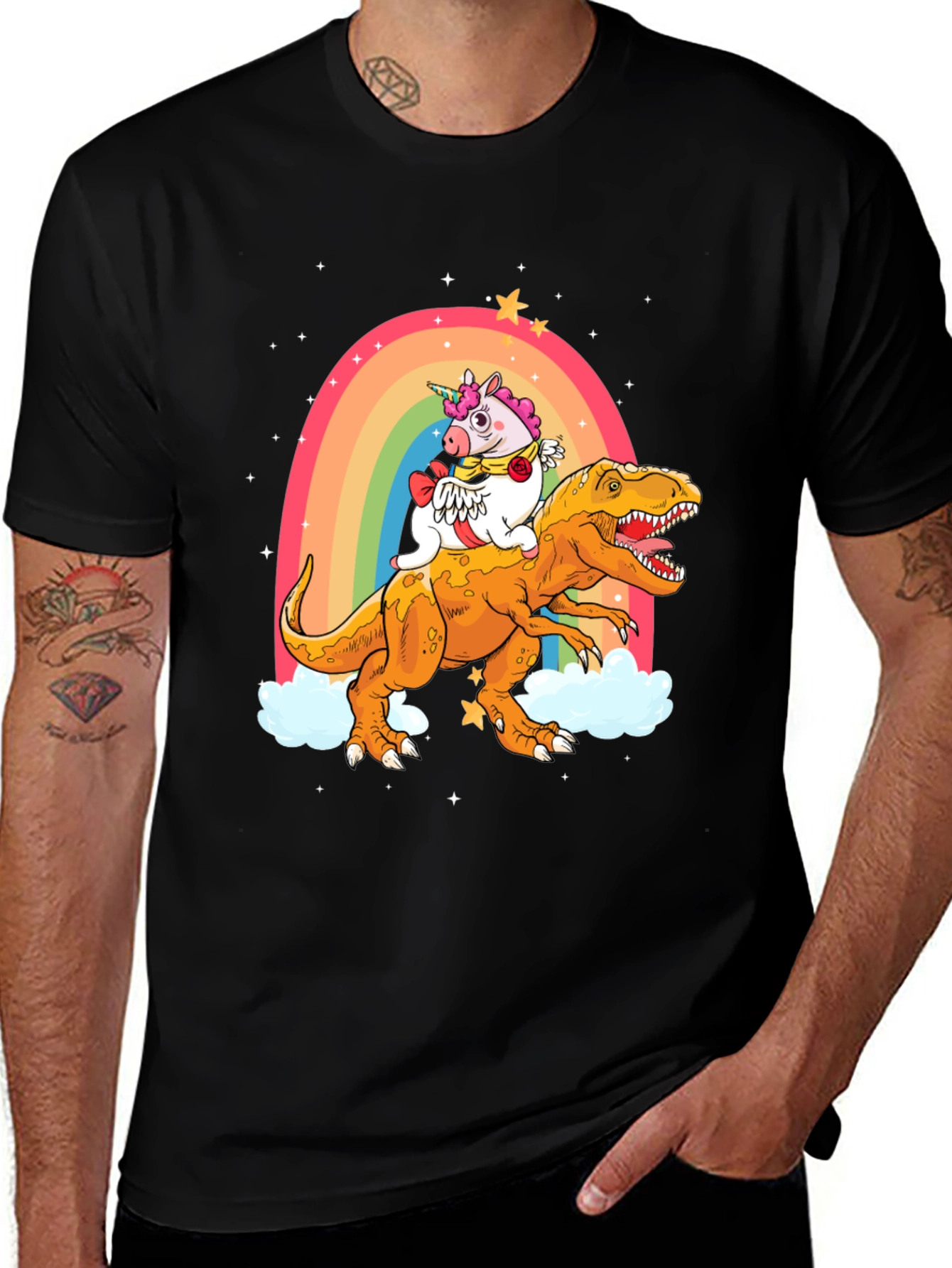 Variant 19 of Unicorn Riding Dinosaur Graphic Tee