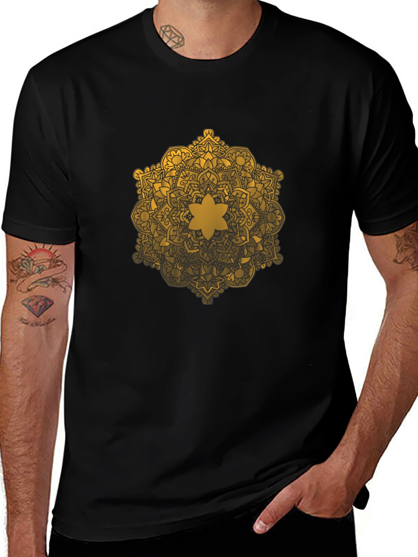Variant 9 of Mandala T-Shirt - Geometric Gold Design