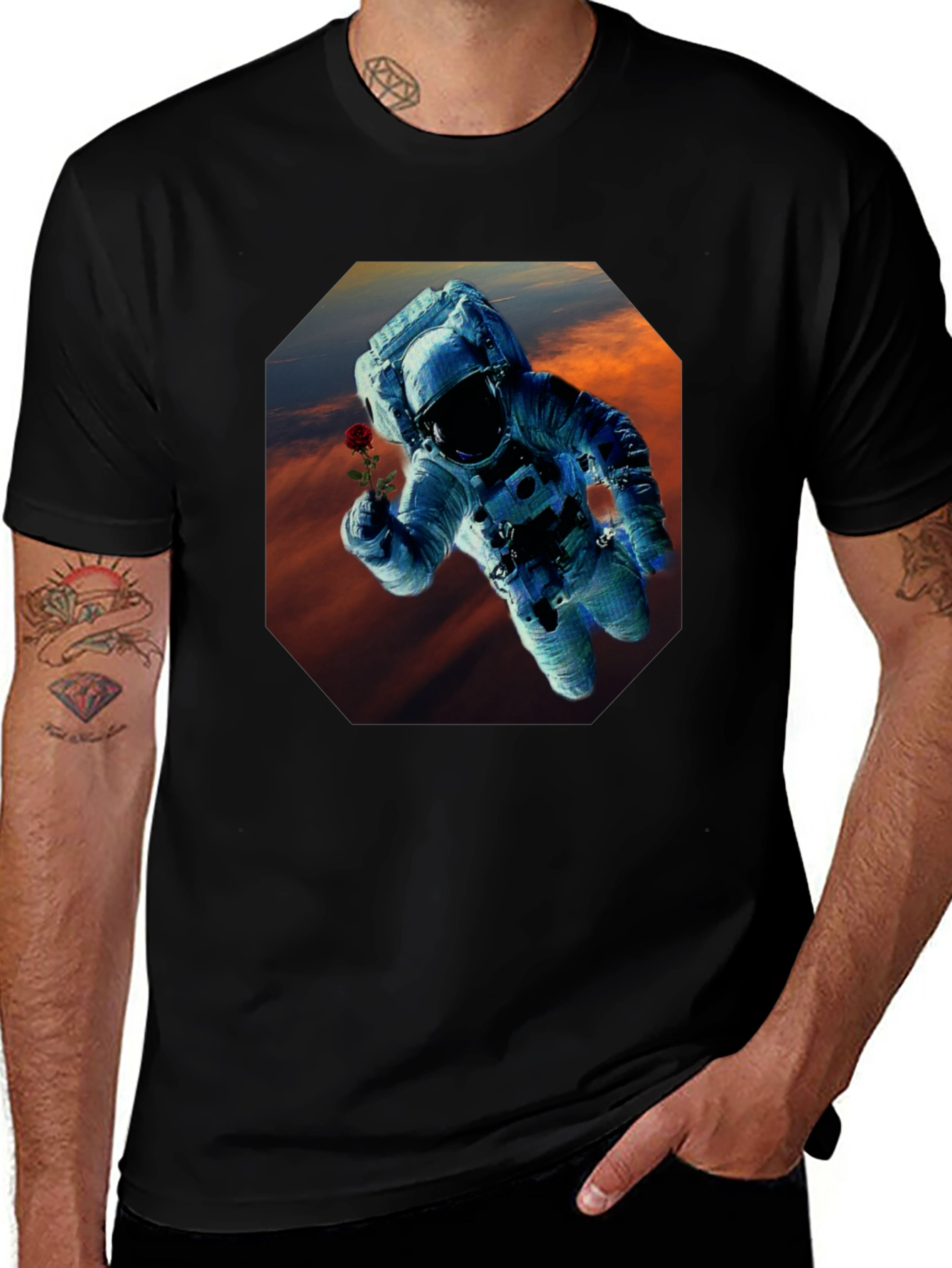 Variant 4 of Astronaut Rose Graphic T-Shirt - Space Lover Tee