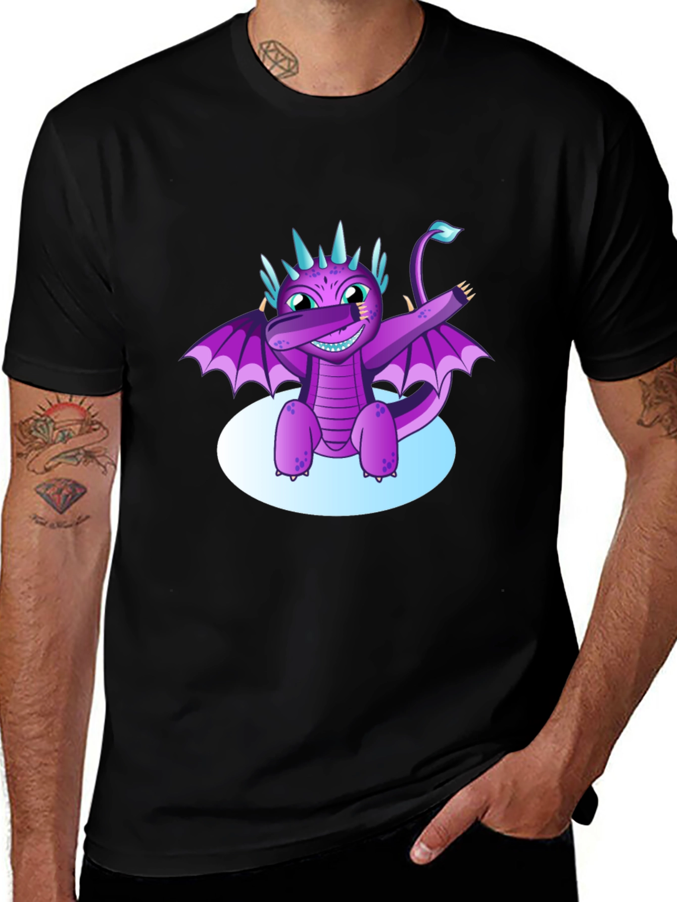 Variant 2 of Dabbing Dragon Graphic Tee - Cool Black T-Shirt
