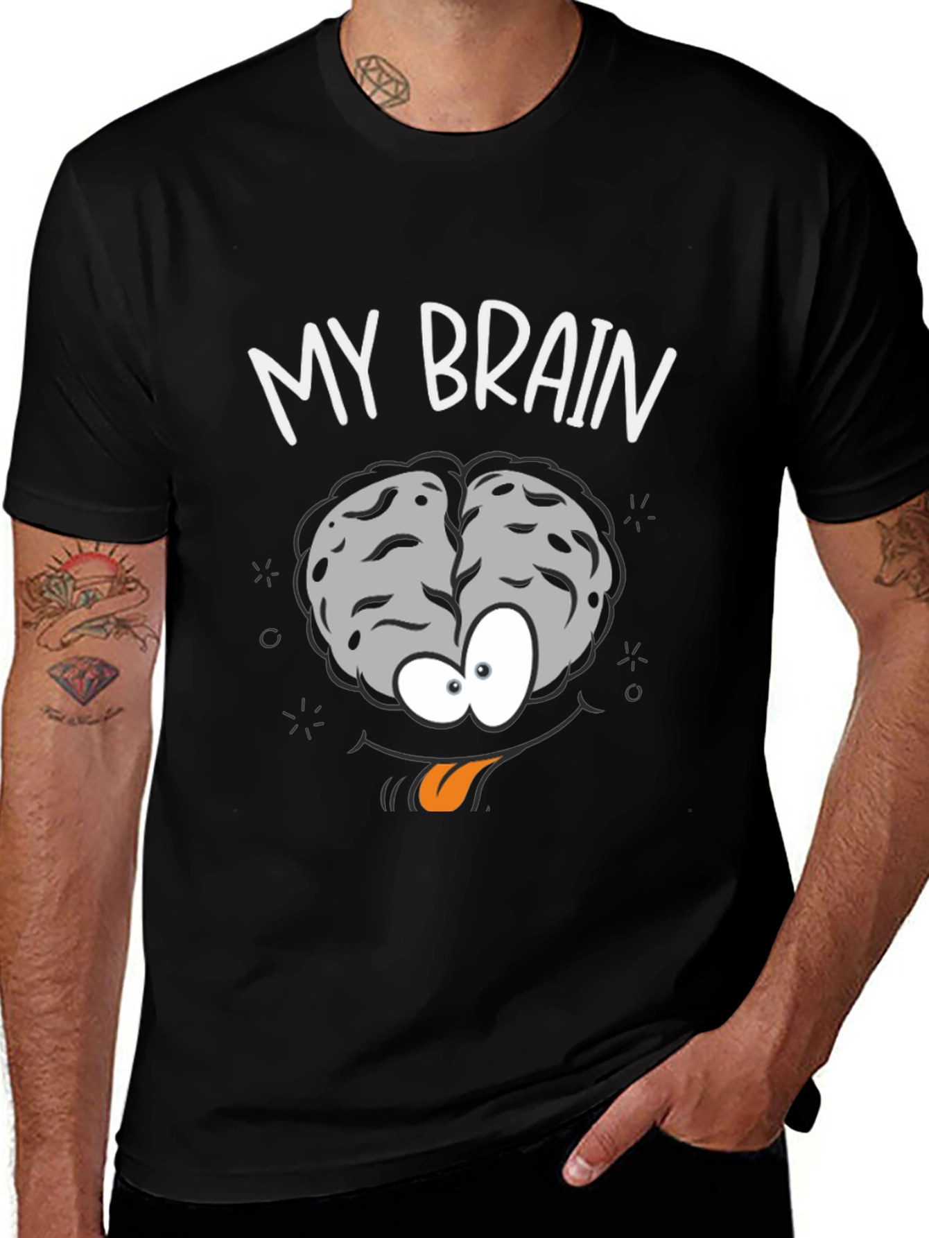 Variant 21 of Funny My Brain Cartoon Black T-Shirt