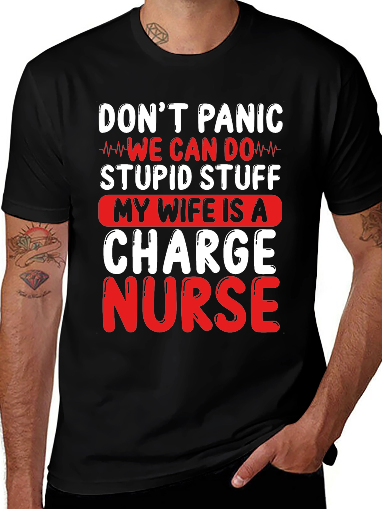 Variant 10 of Funny Charge Nurse T-Shirt - Don't Panic