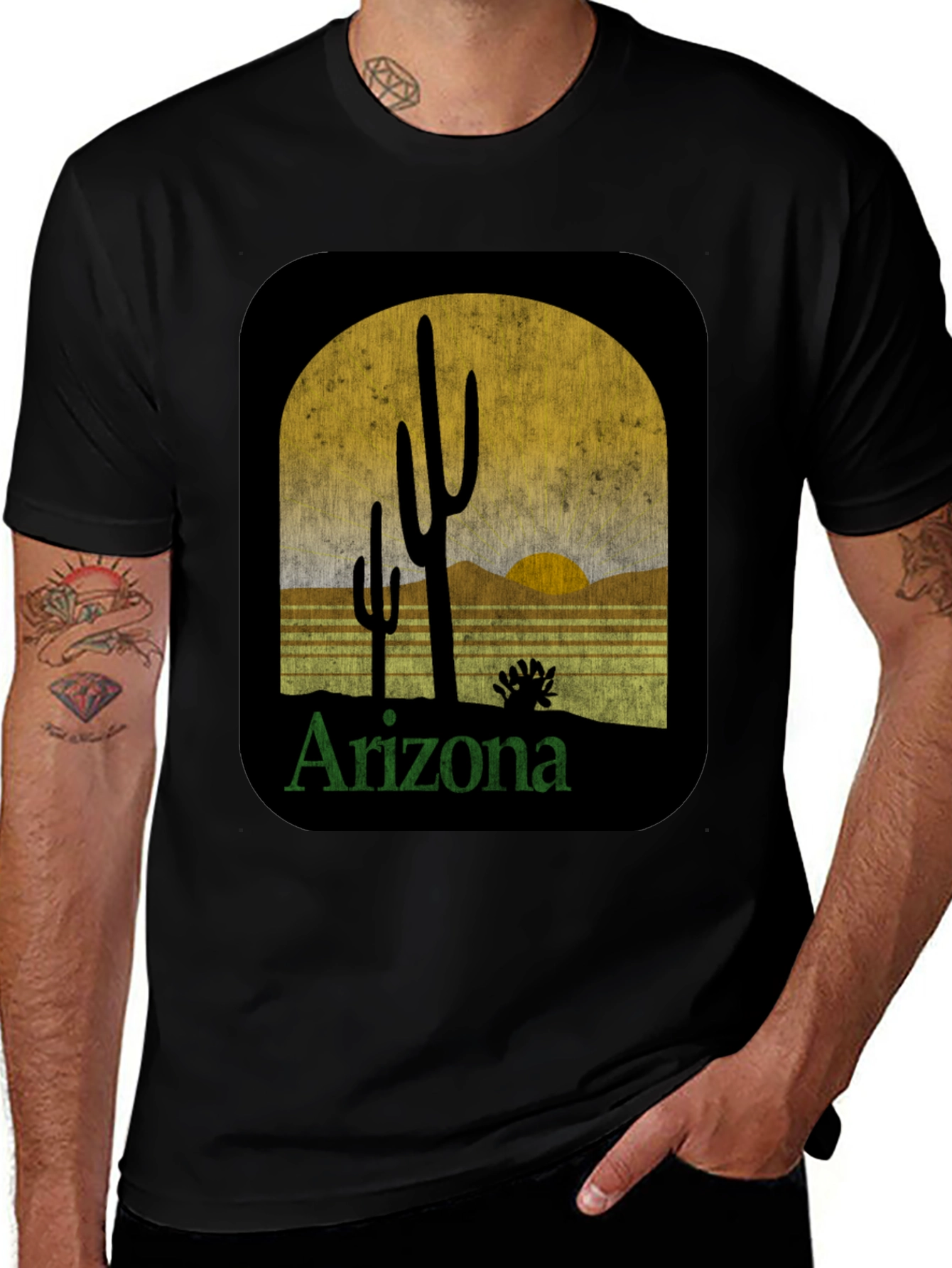 Variant 4 of Arizona Cactus Graphic Tee - Desert Scene T-Shirt