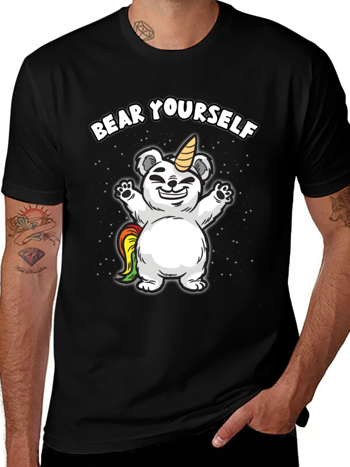 Variant 5 of Bear Yourself Unicorn Bear Black T-Shirt