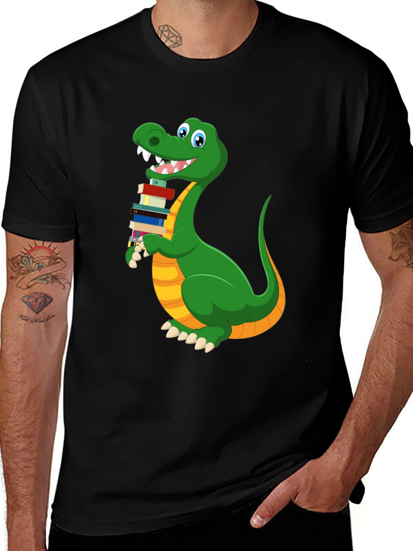 Variant 26 of Bookworm Dinosaur Graphic T-Shirt