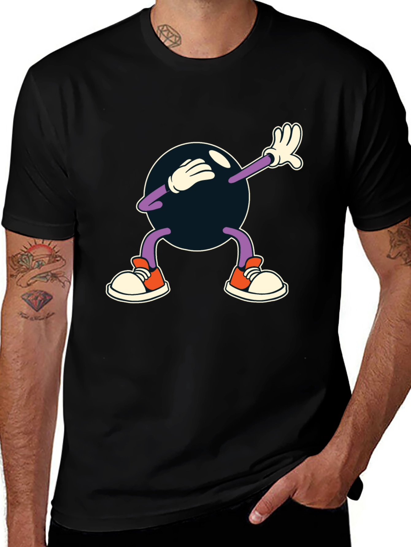 Variant 18 of Dabbing Cartoon Ball Black T-Shirt