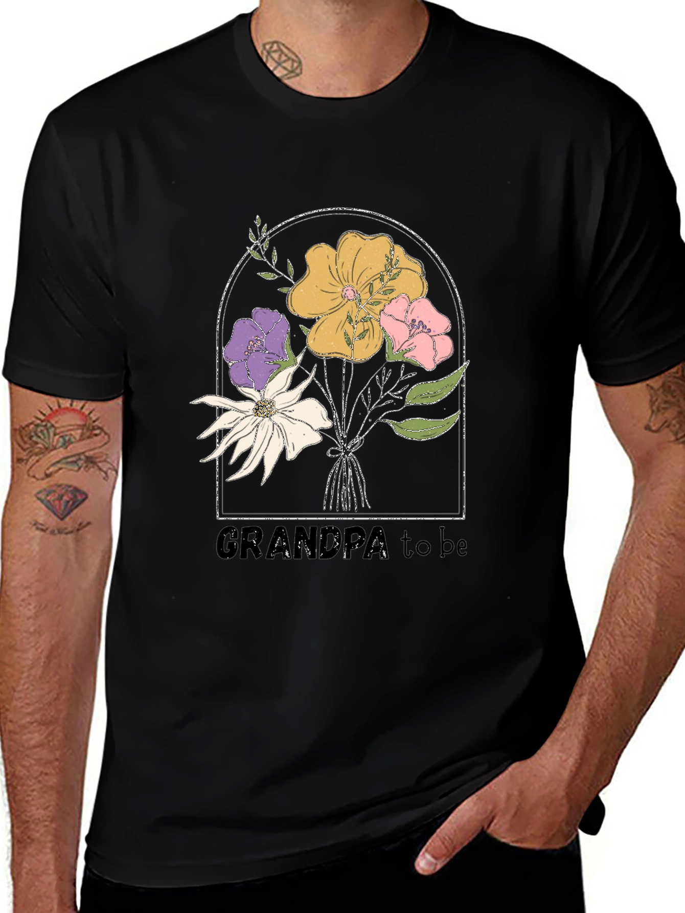Grandpa To Be Floral Graphic T-Shirt